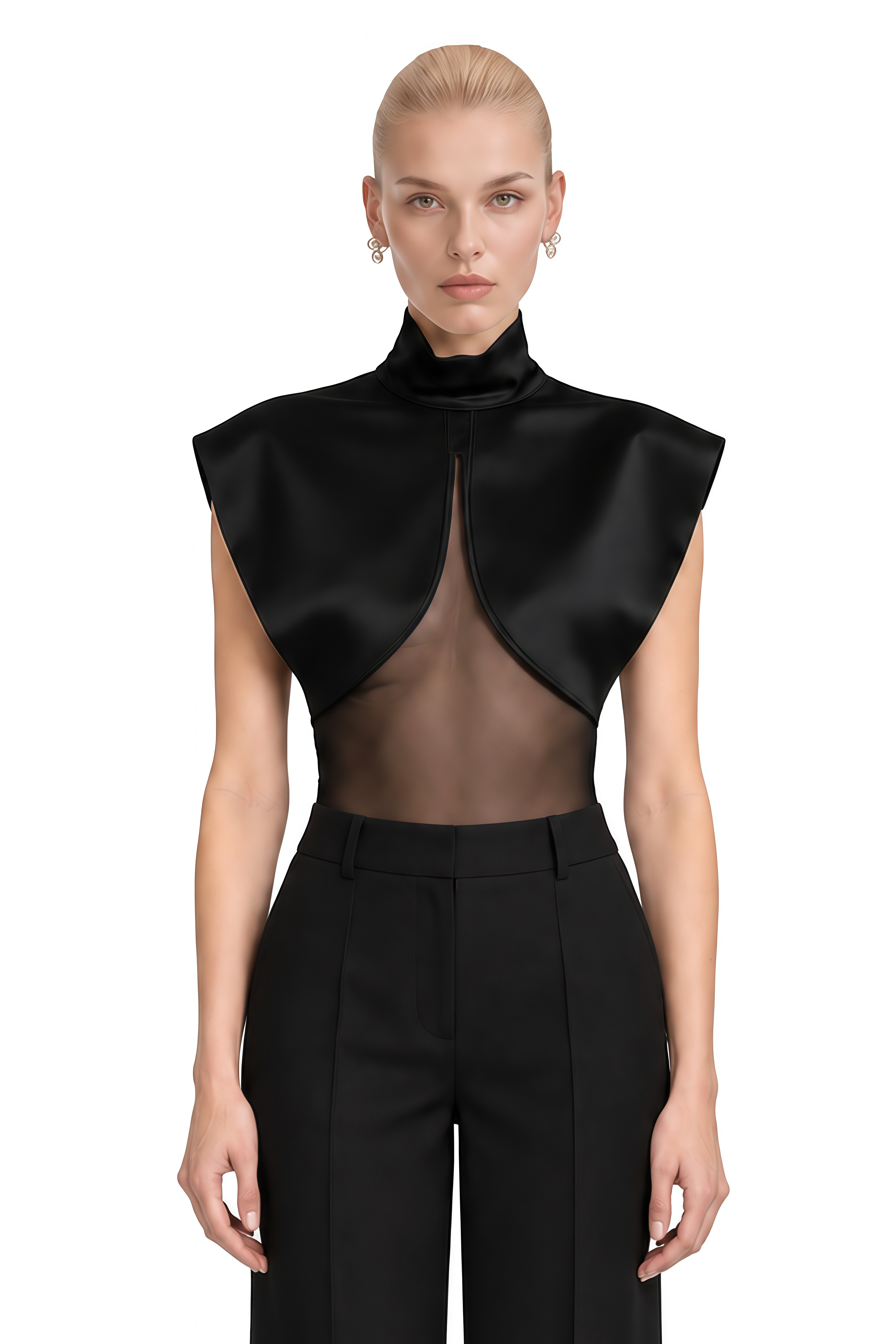 Fiadh Black Turtleneck Sleeveless Bodysuit
