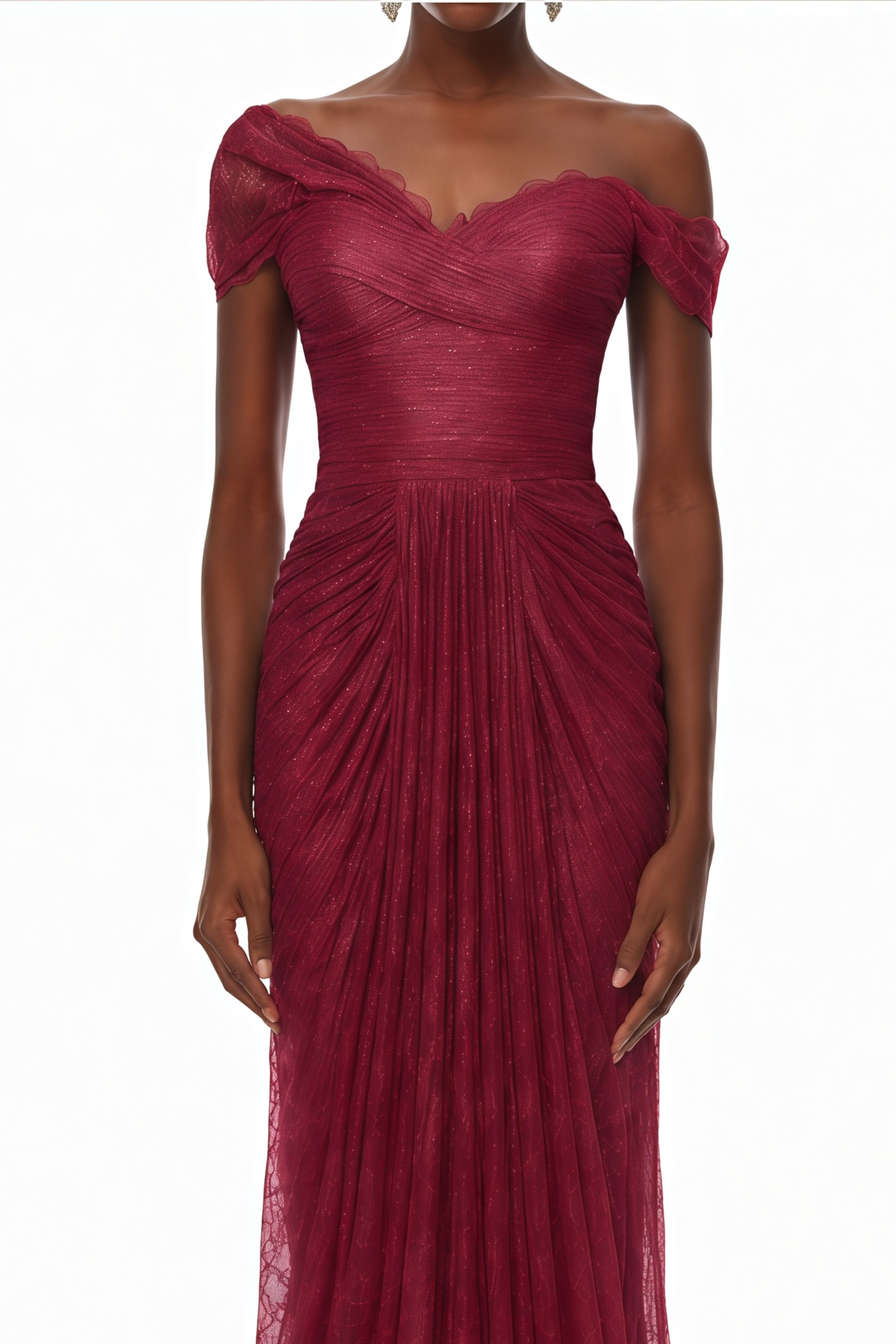 Florence Burgundy Ruched Asymmetrical Design Maxi Dress