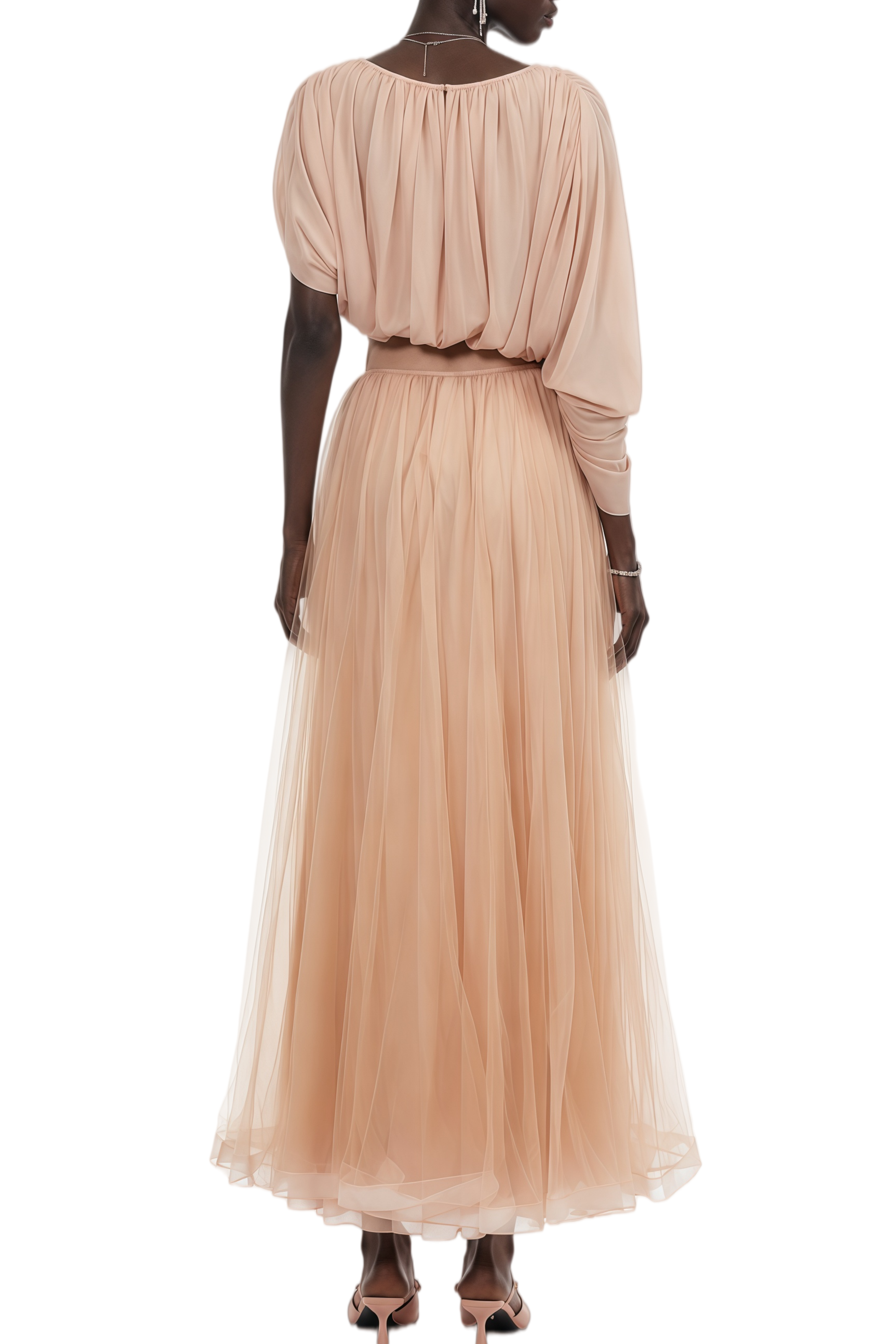Florence Pink Asymmetrical Top & Mesh Skirt Set