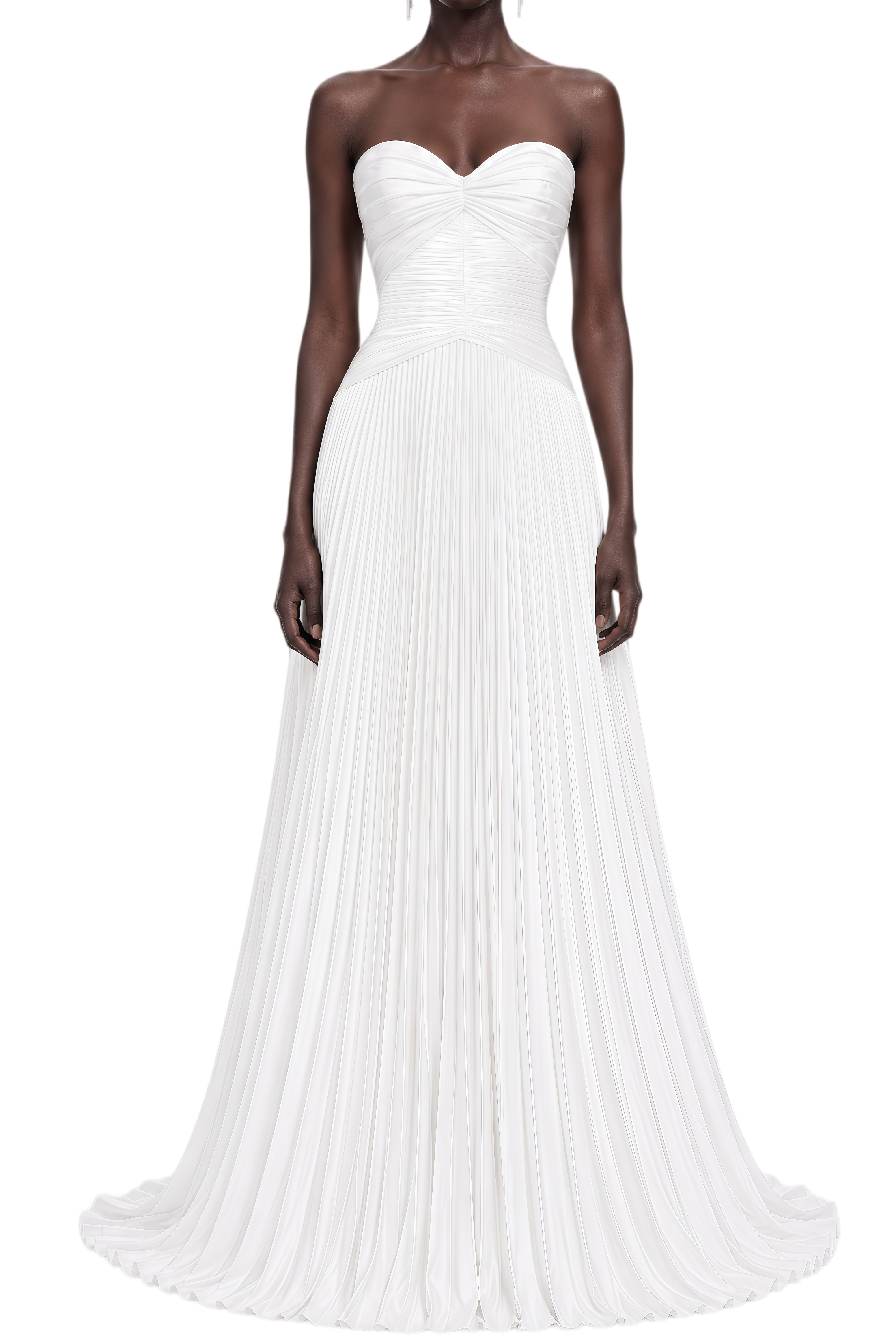 Laverda White Pleated Glossy Maxi Dress & Cape Set