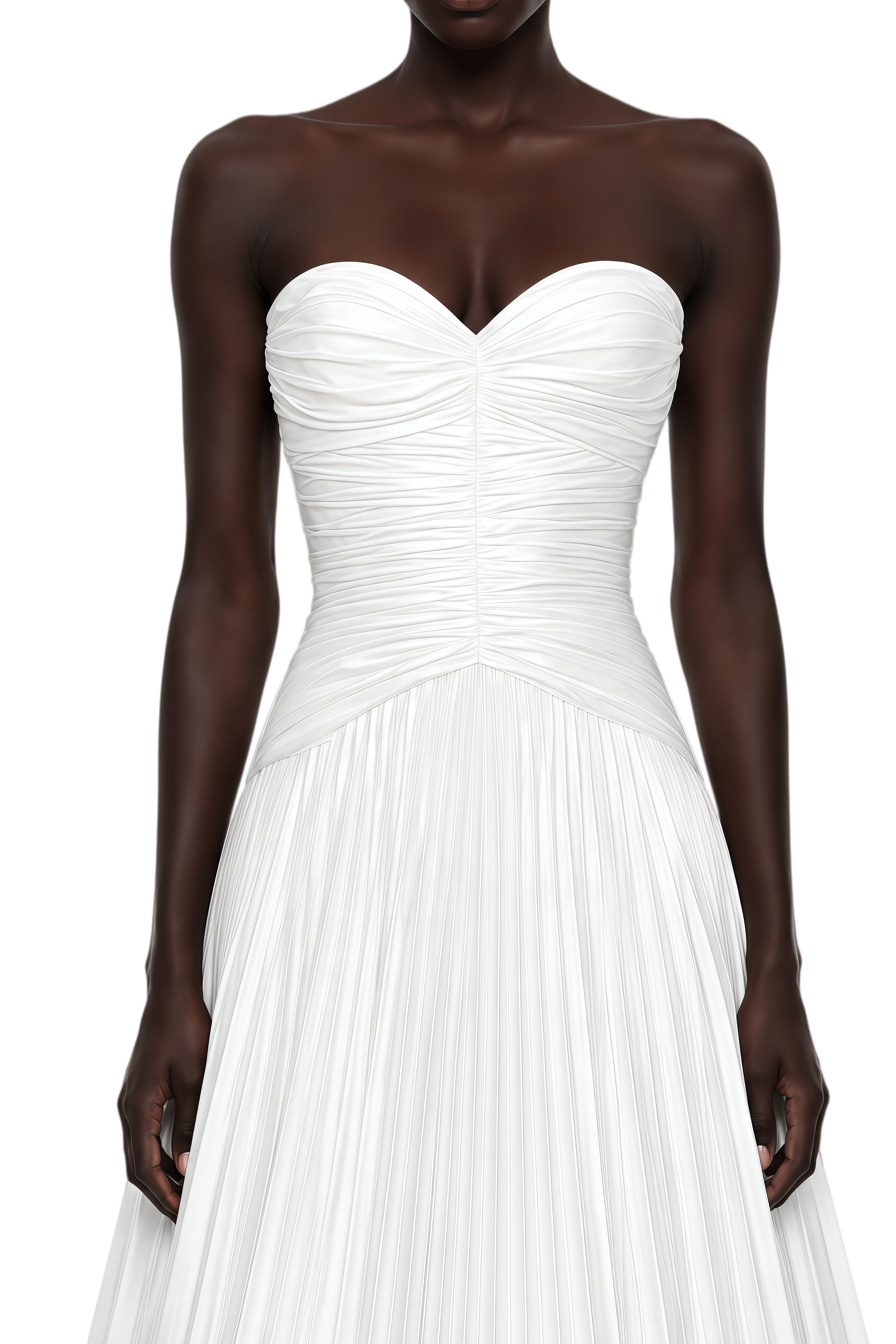 Laverda White Pleated Glossy Maxi Dress & Cape Set