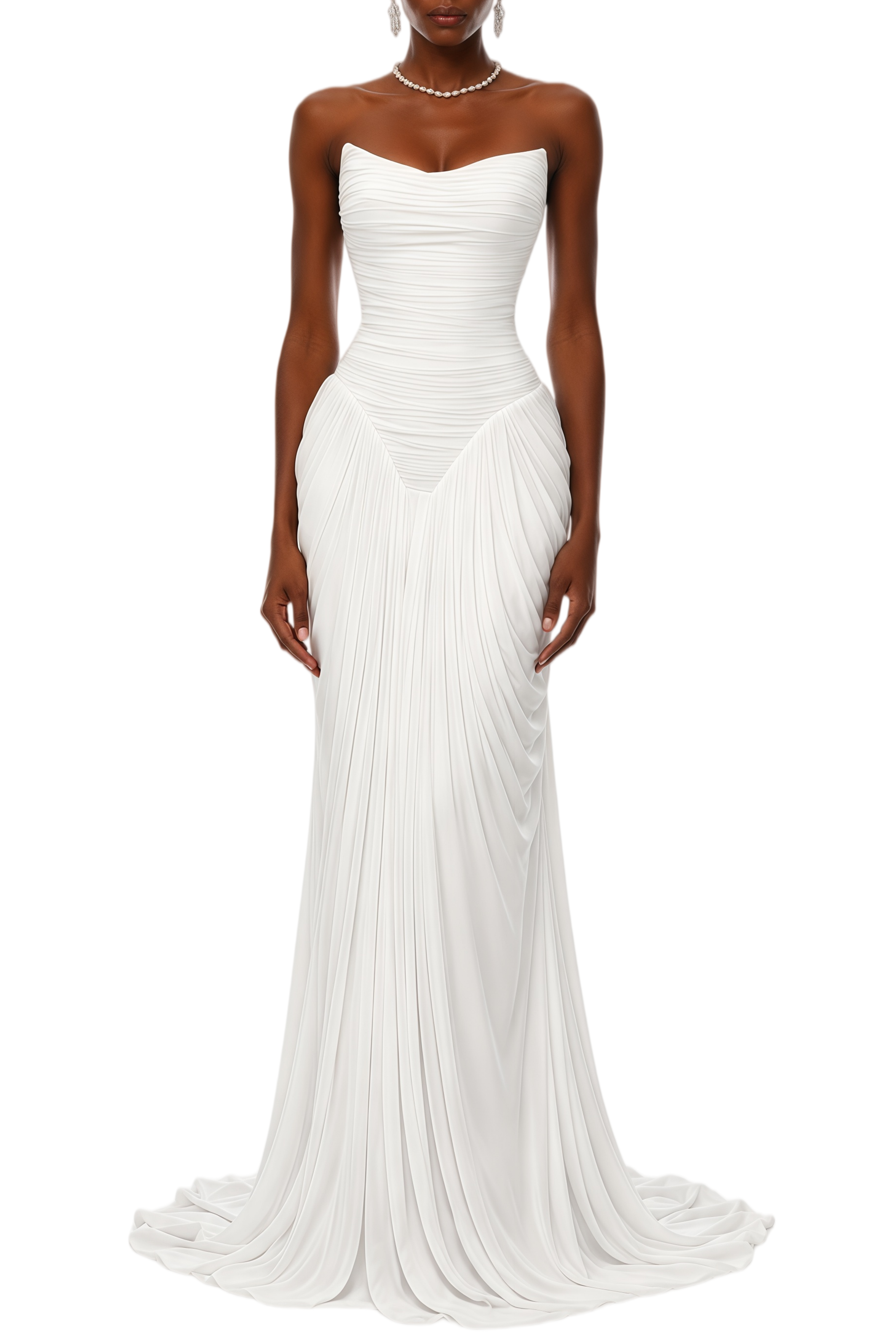 Lesley White Off Shoulder Draped Maxi Dress