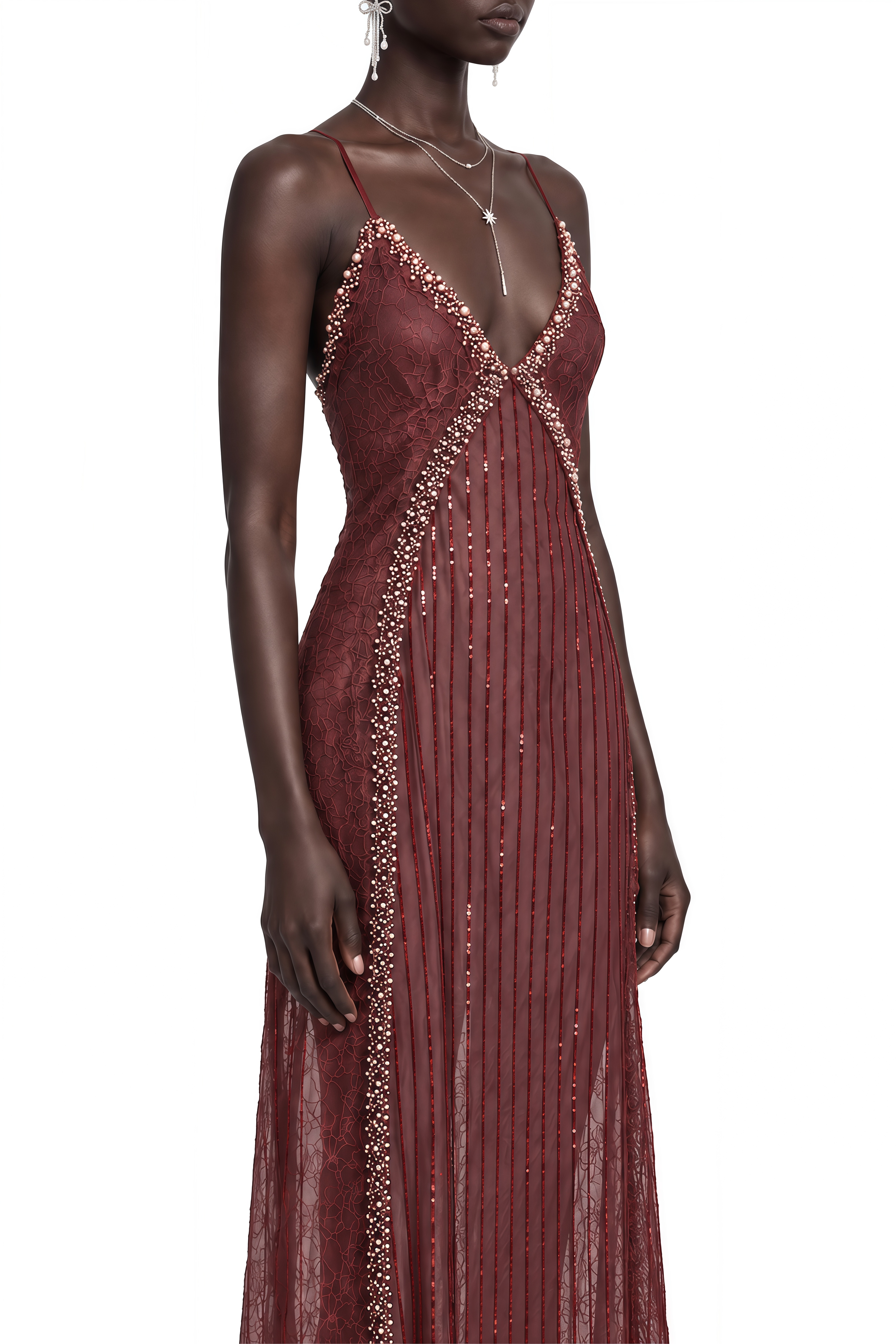 Lydia Brown Sleeveless Lace Maxi Dress