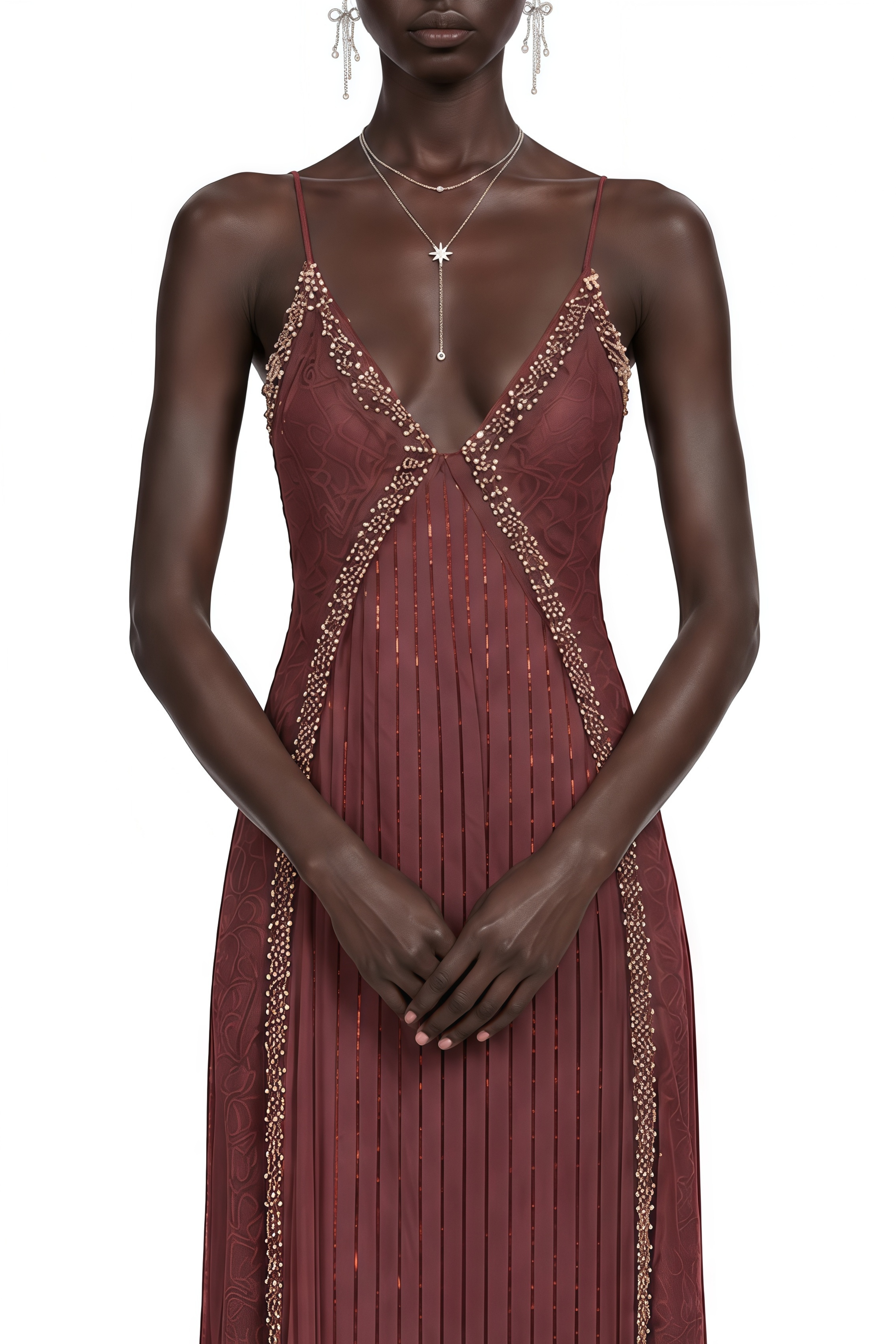 Lydia Brown Sleeveless Lace Maxi Dress