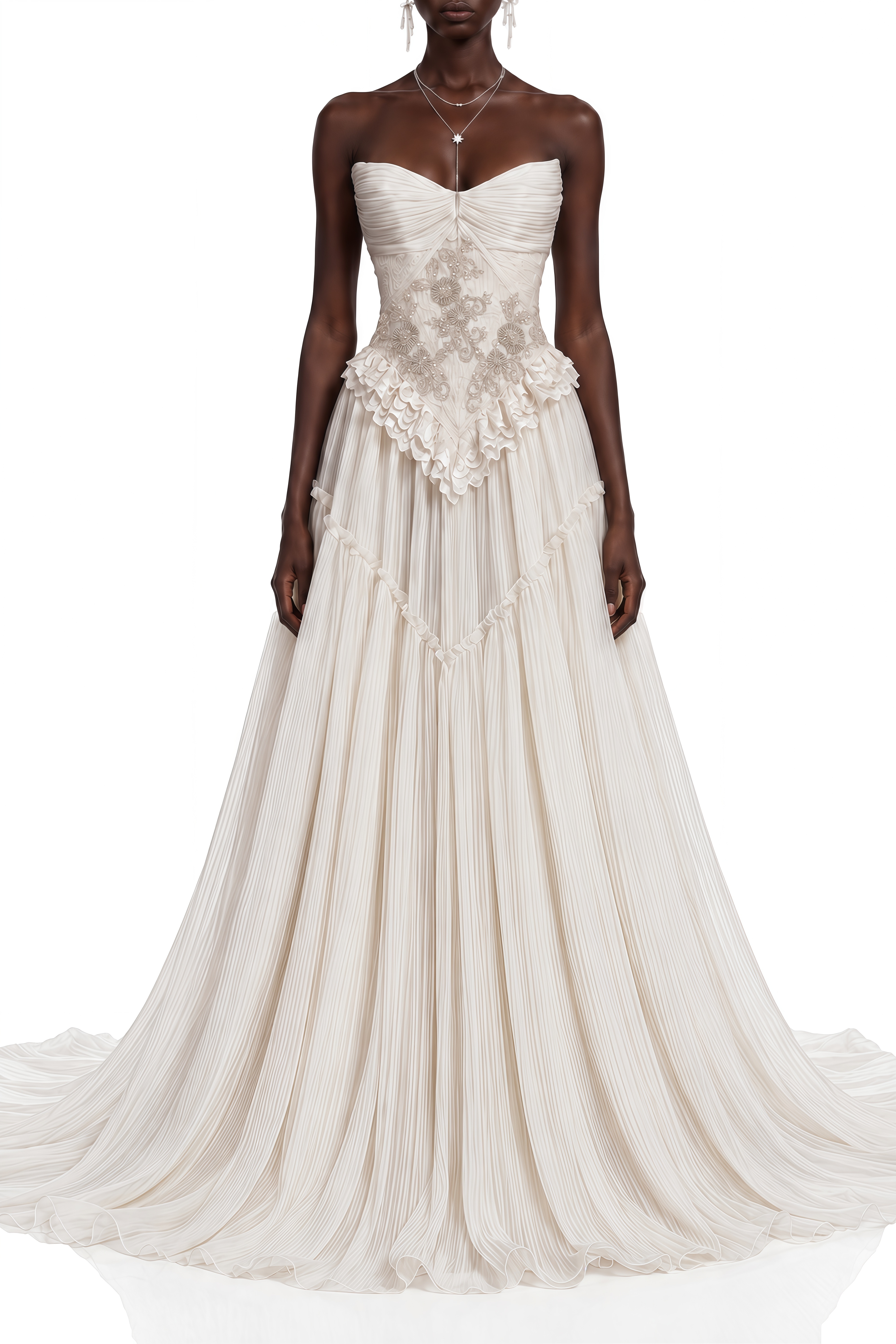 Miranda White Sleeveless Ruffled Maxi Dress