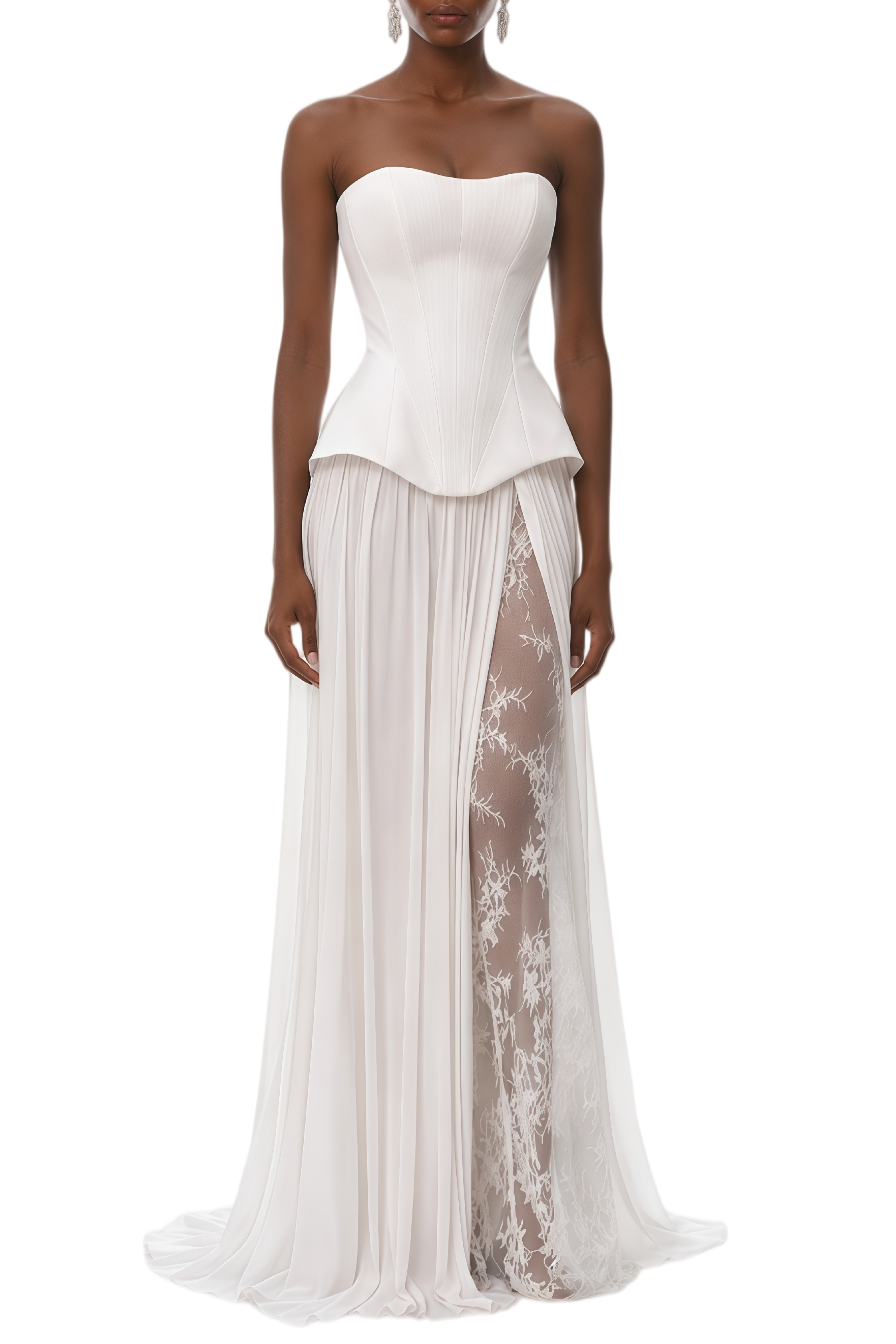 Polly White Corset Top & Pleated Skirt Set