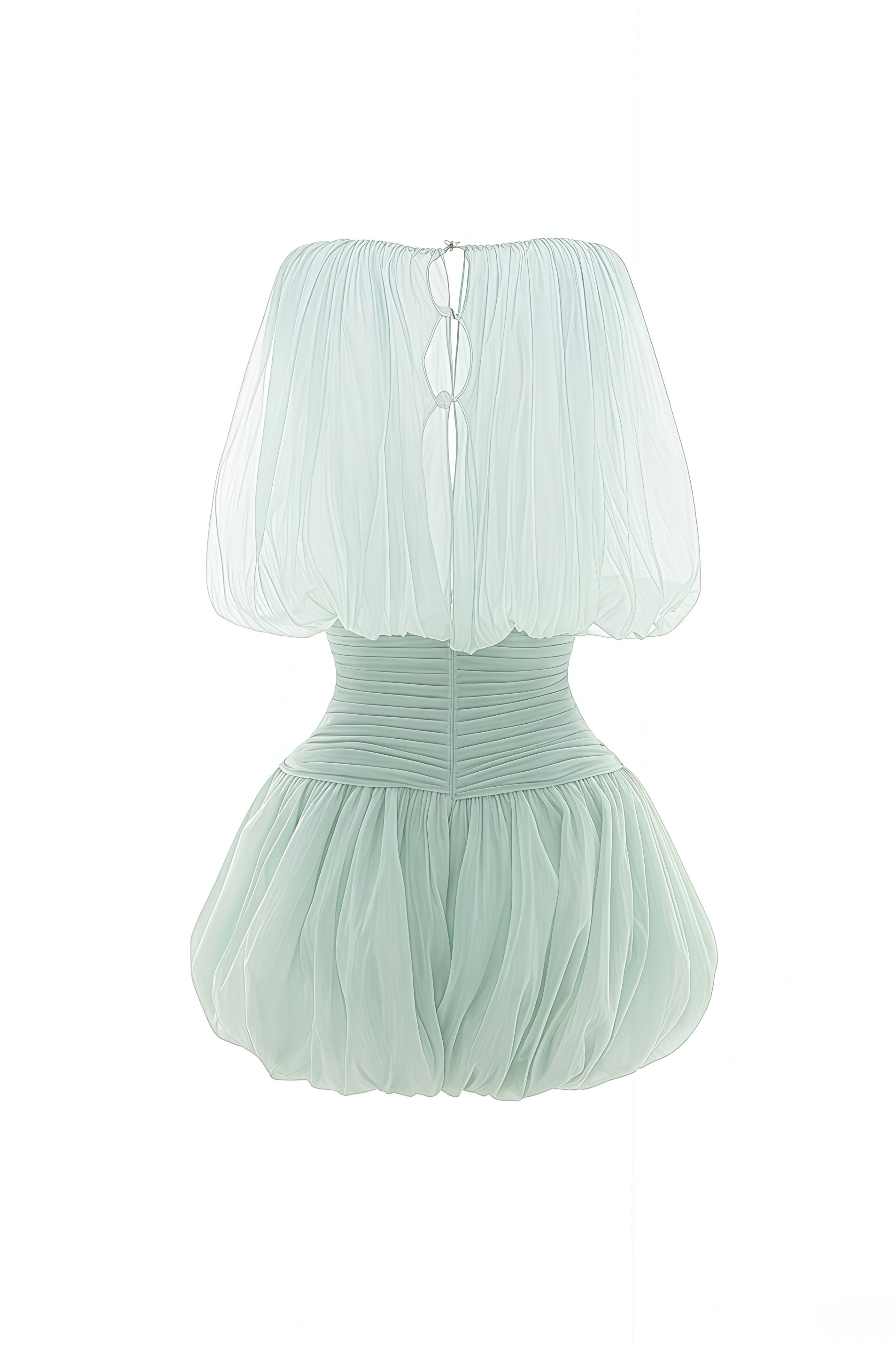 Darlene Mint Green Ruched Bubble Mini Dress