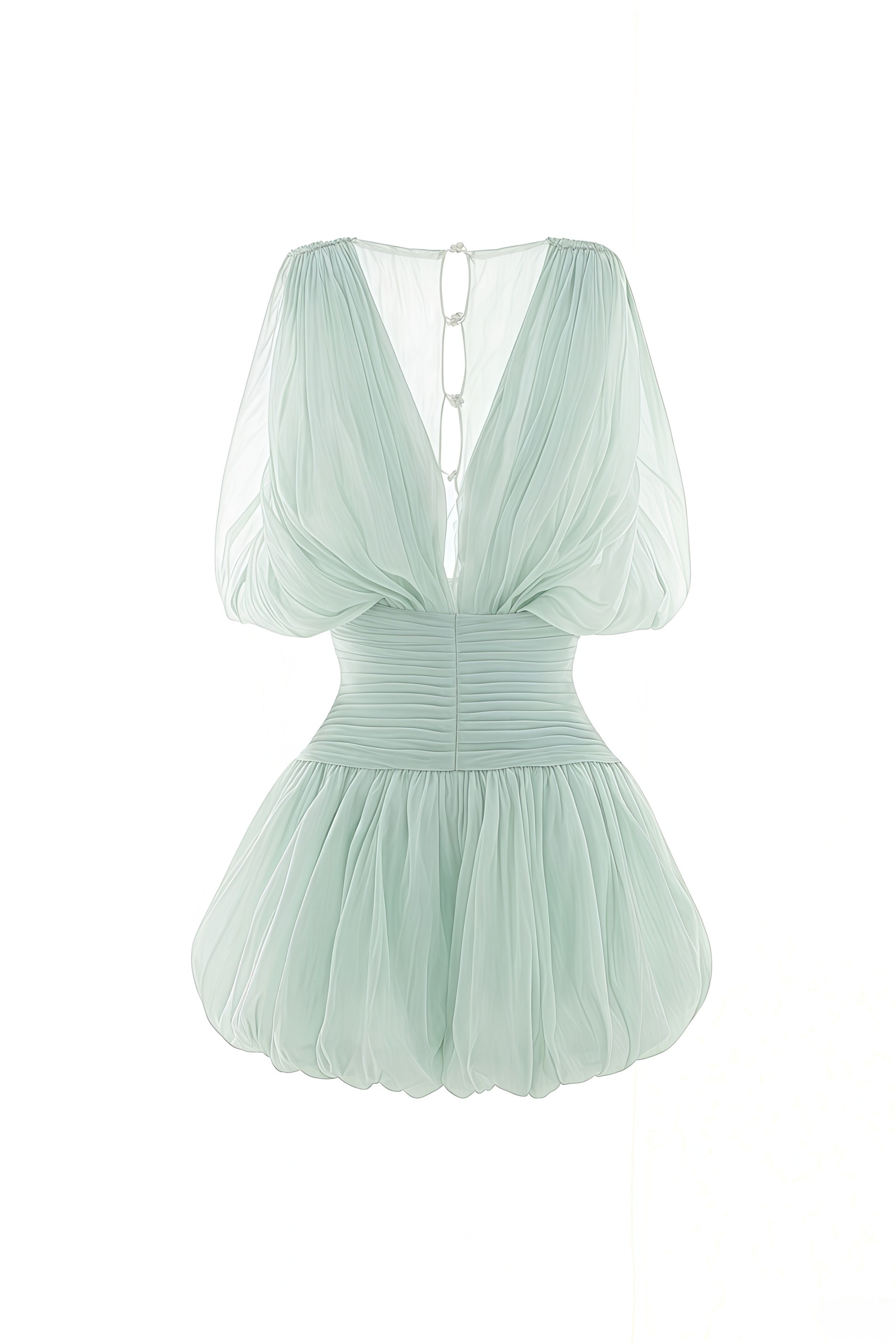 Darlene Mint Green Ruched Bubble Mini Dress