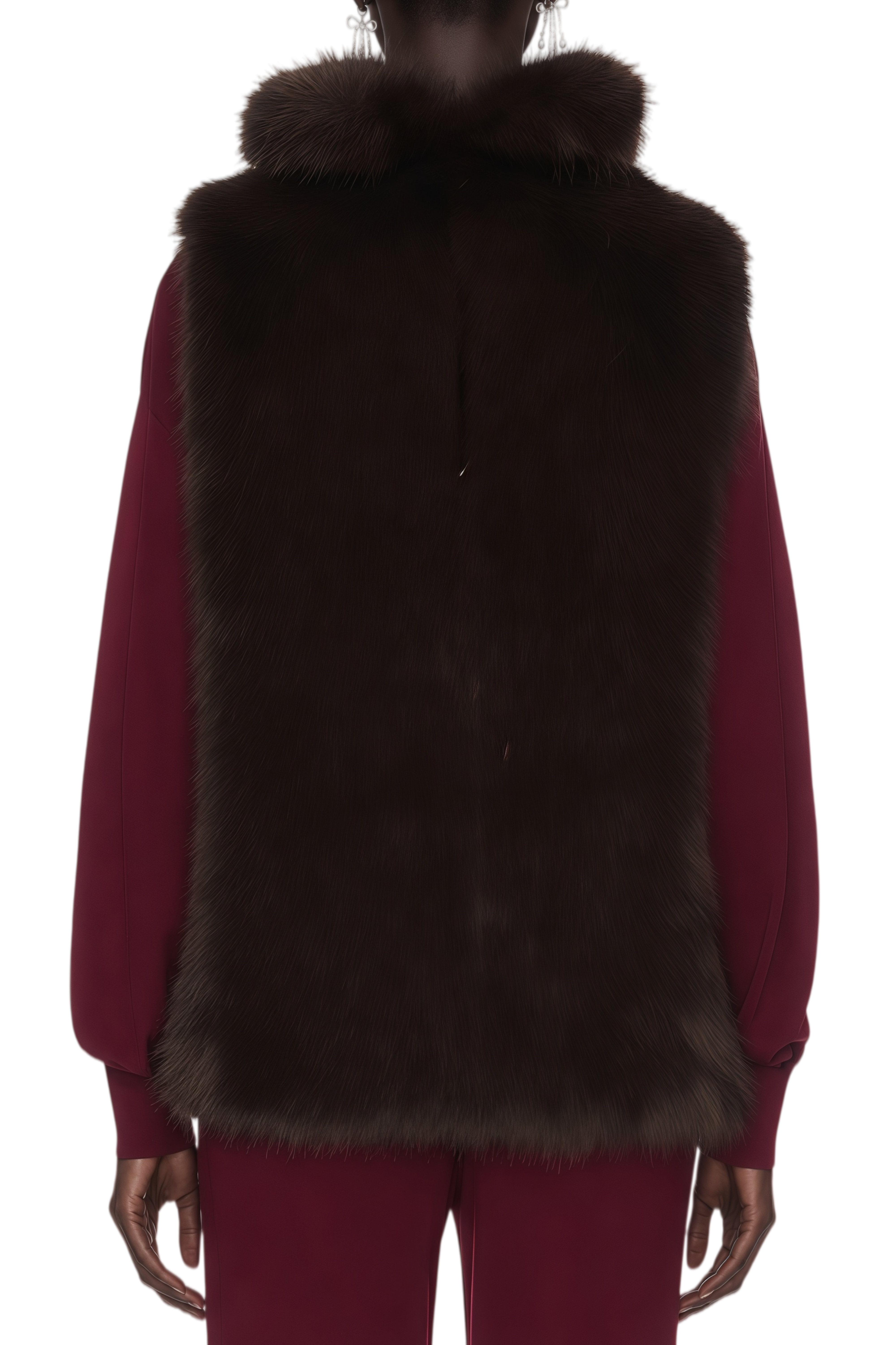 Valentina Brown Fur Vest Top