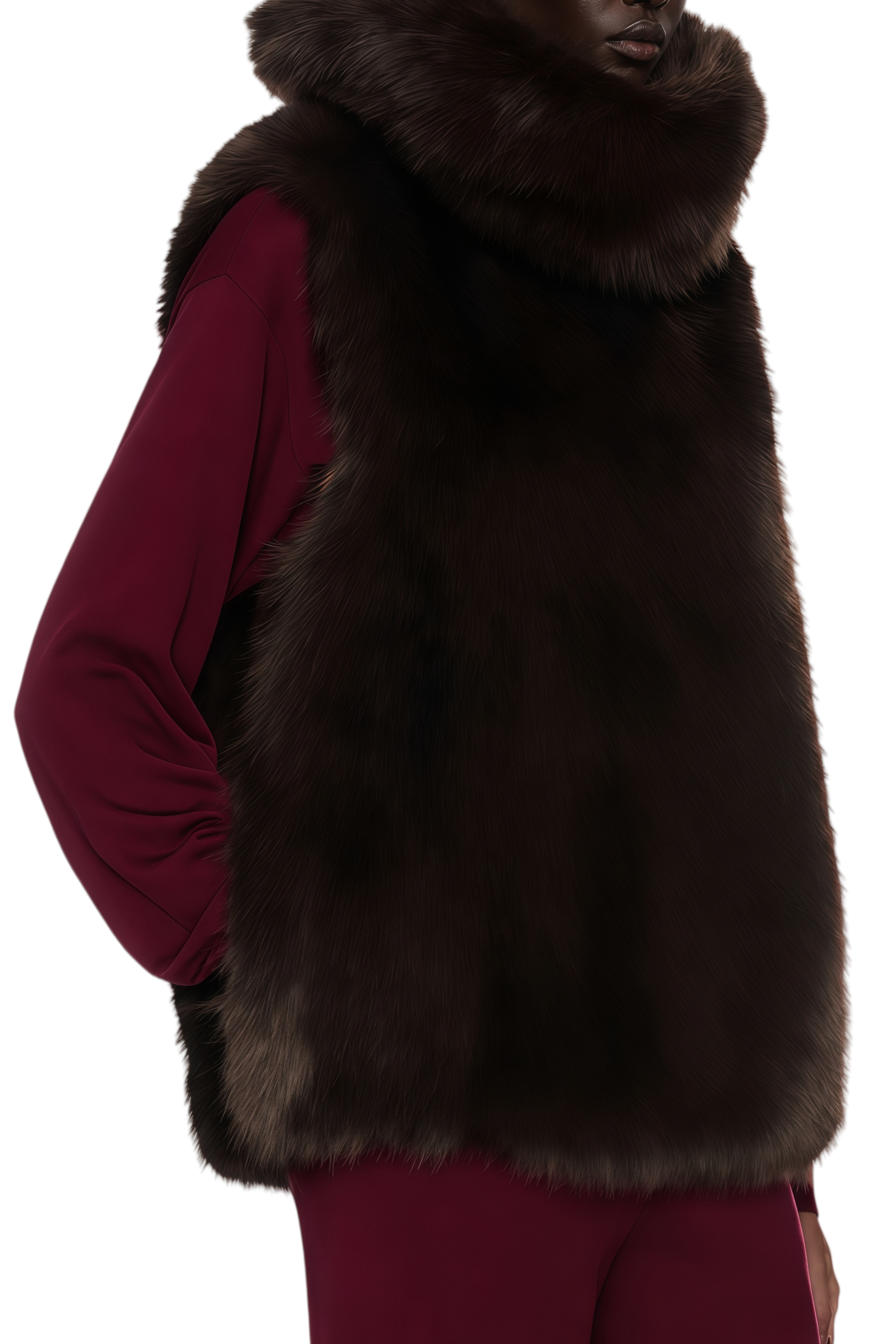 Valentina Brown Fur Vest Top