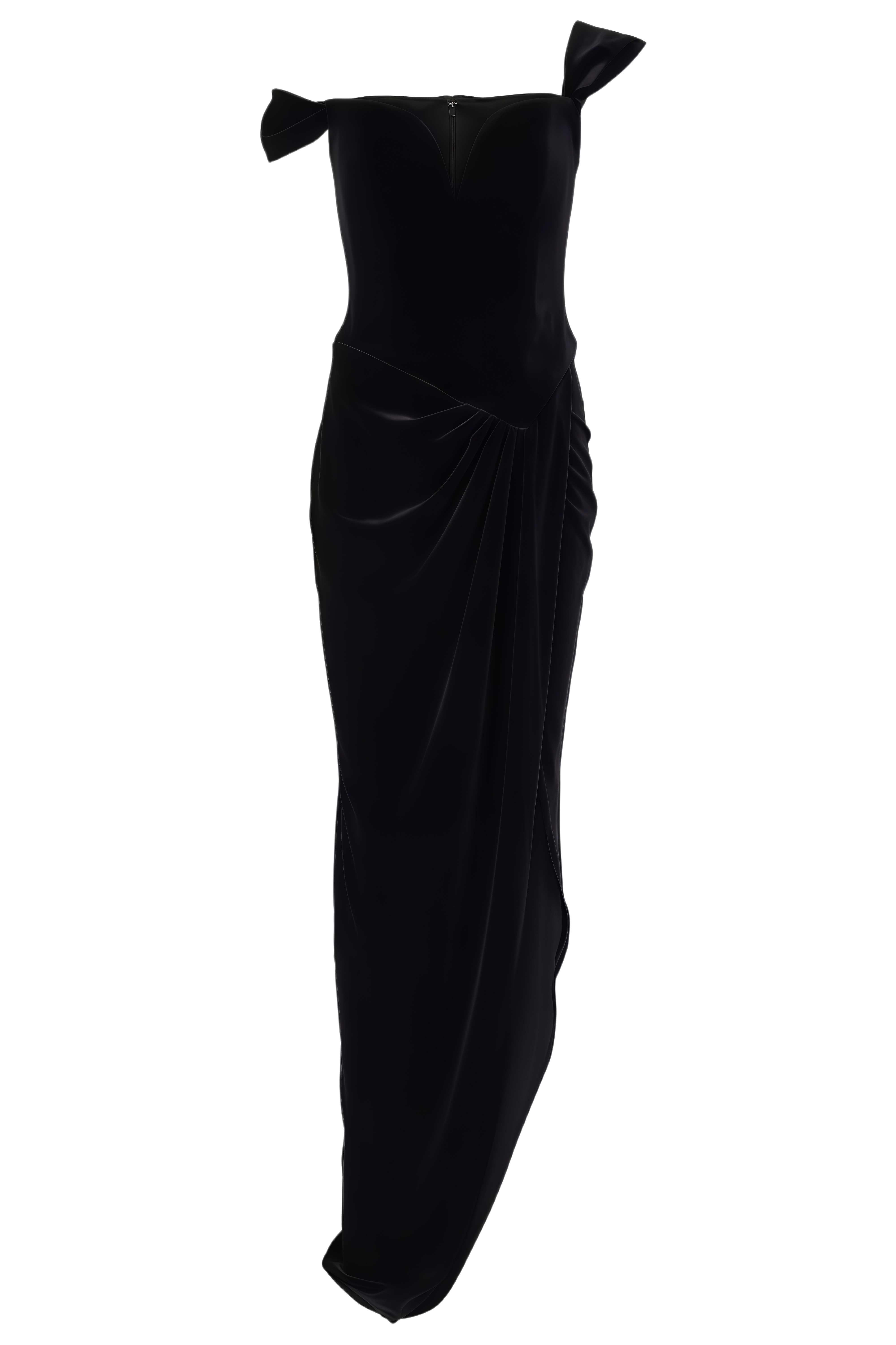 Wilma Black Velvet Off Shoulder Maxi Dress