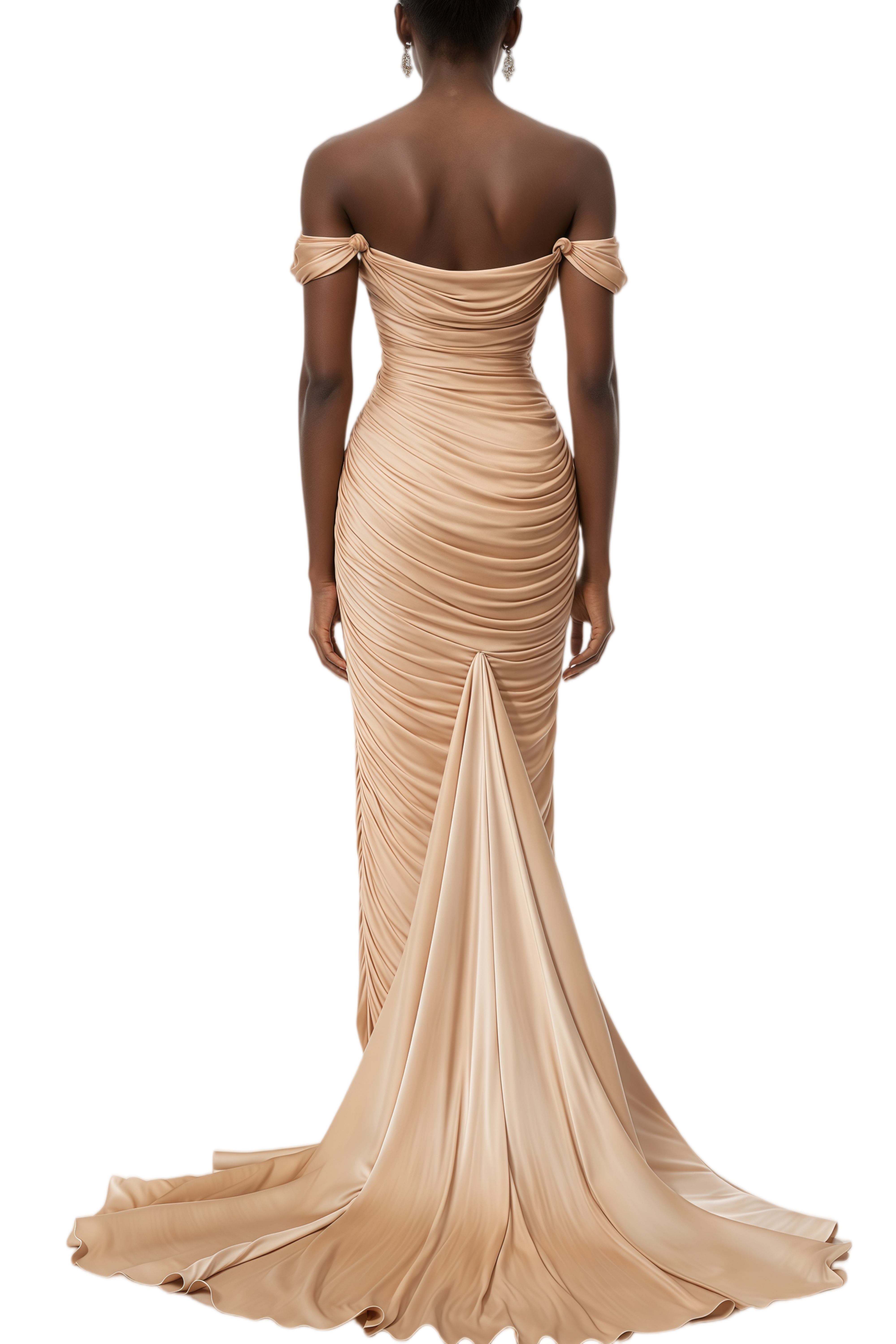 Darlene Gold Ruched Asymmetrical Maxi Dress