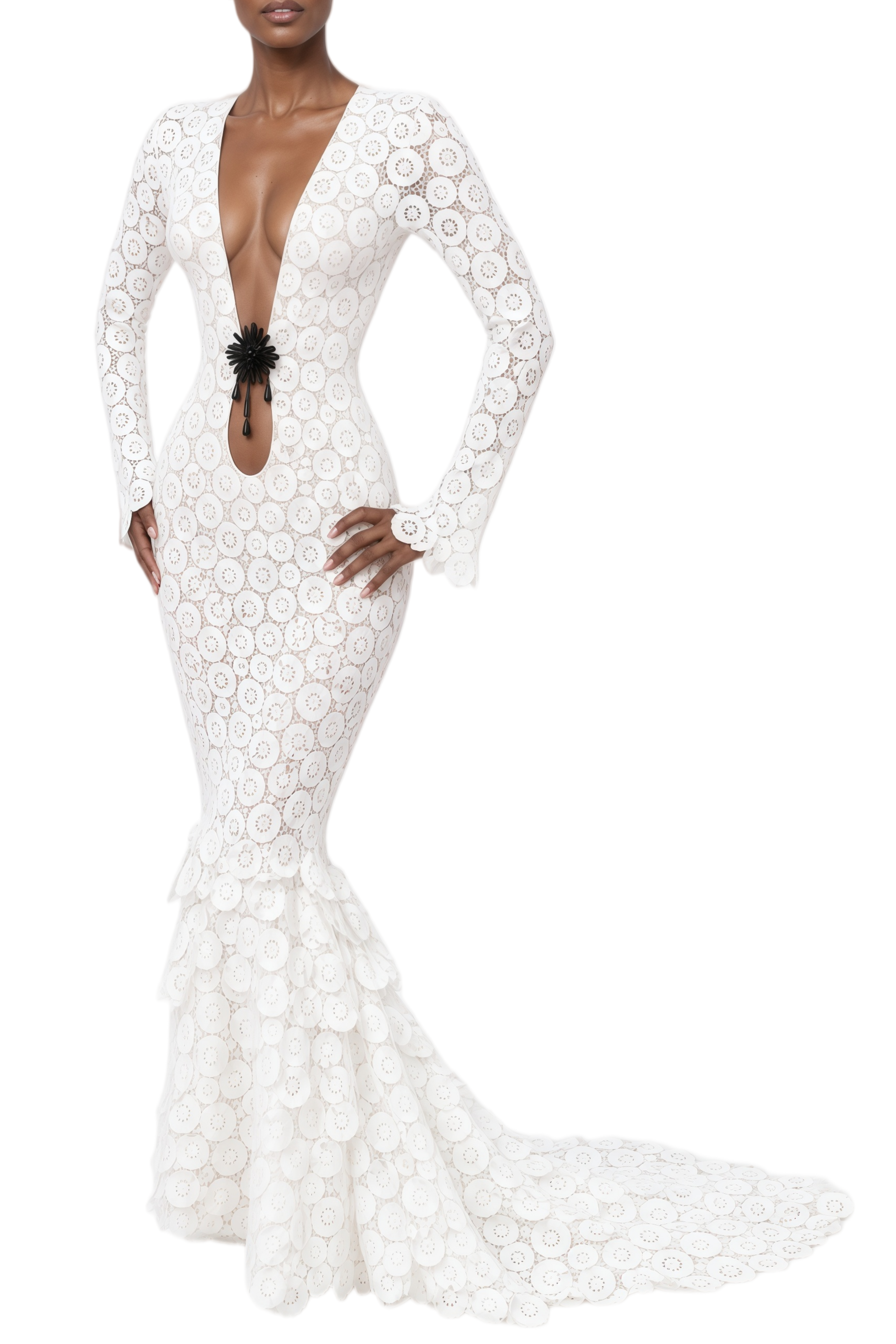Amara White Cut-out Lace Maxi Dress