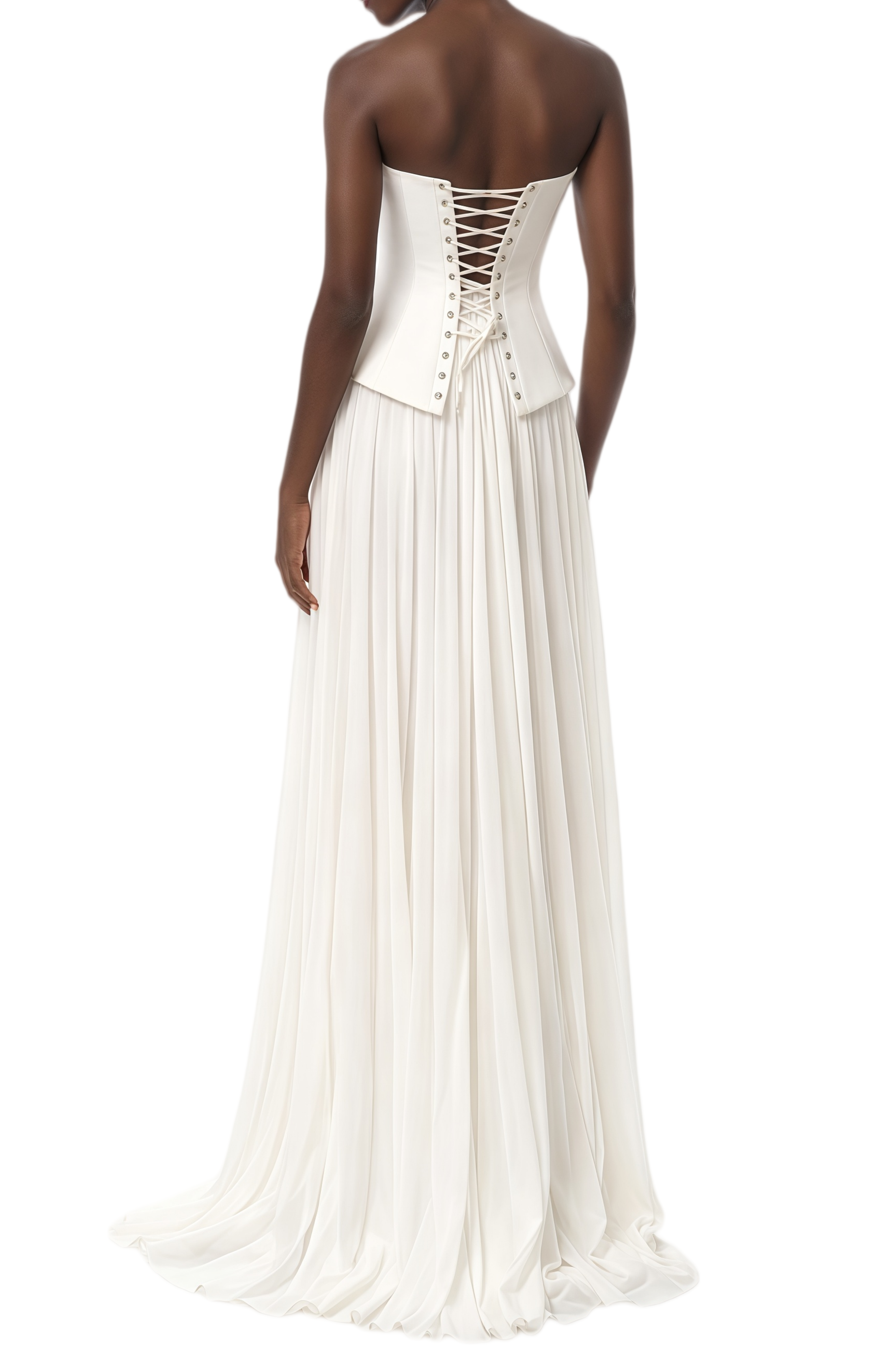 Polly White Corset Top & Pleated Skirt Set