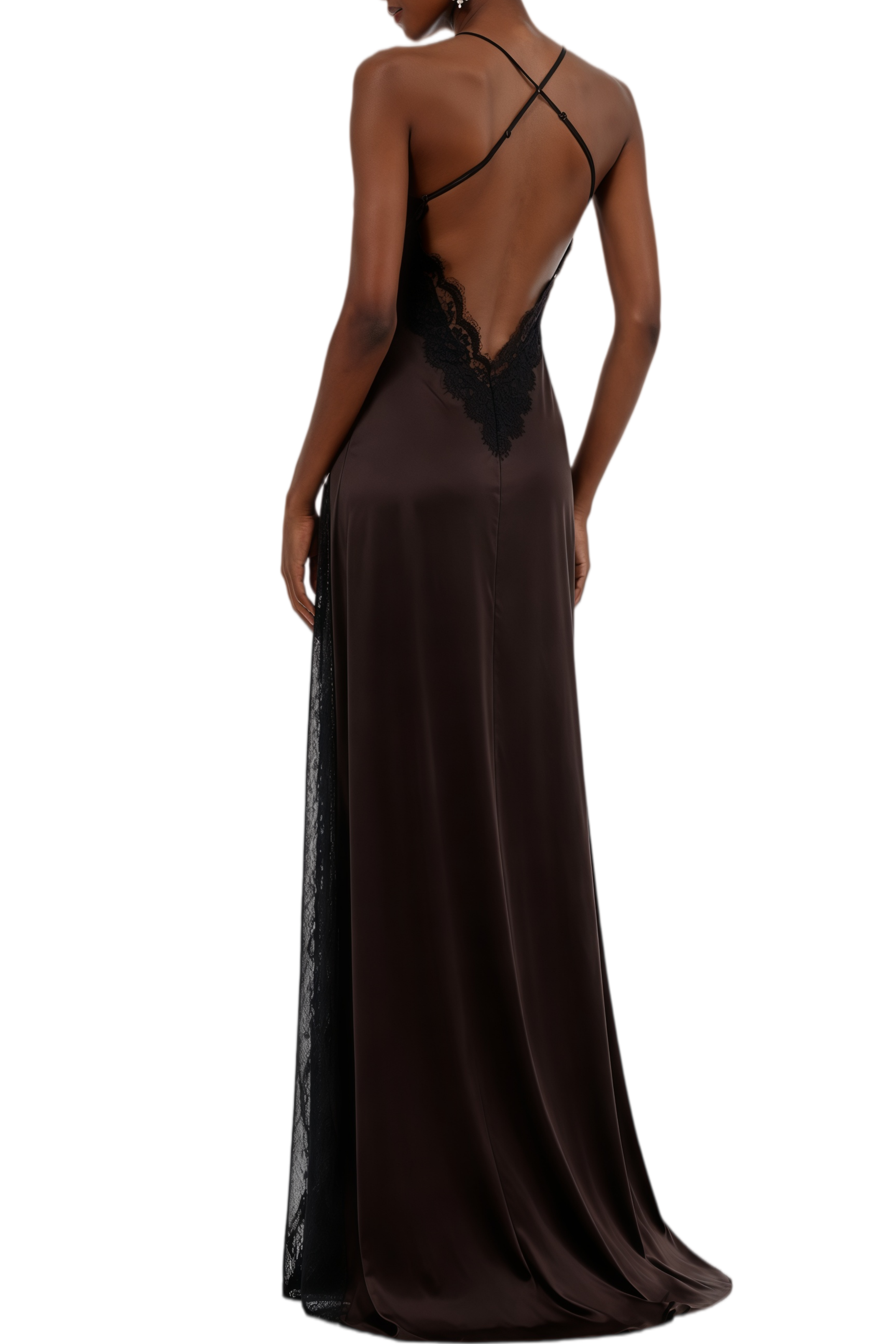 Harriet Color Block Halterneck Lace Panel Maxi Dress