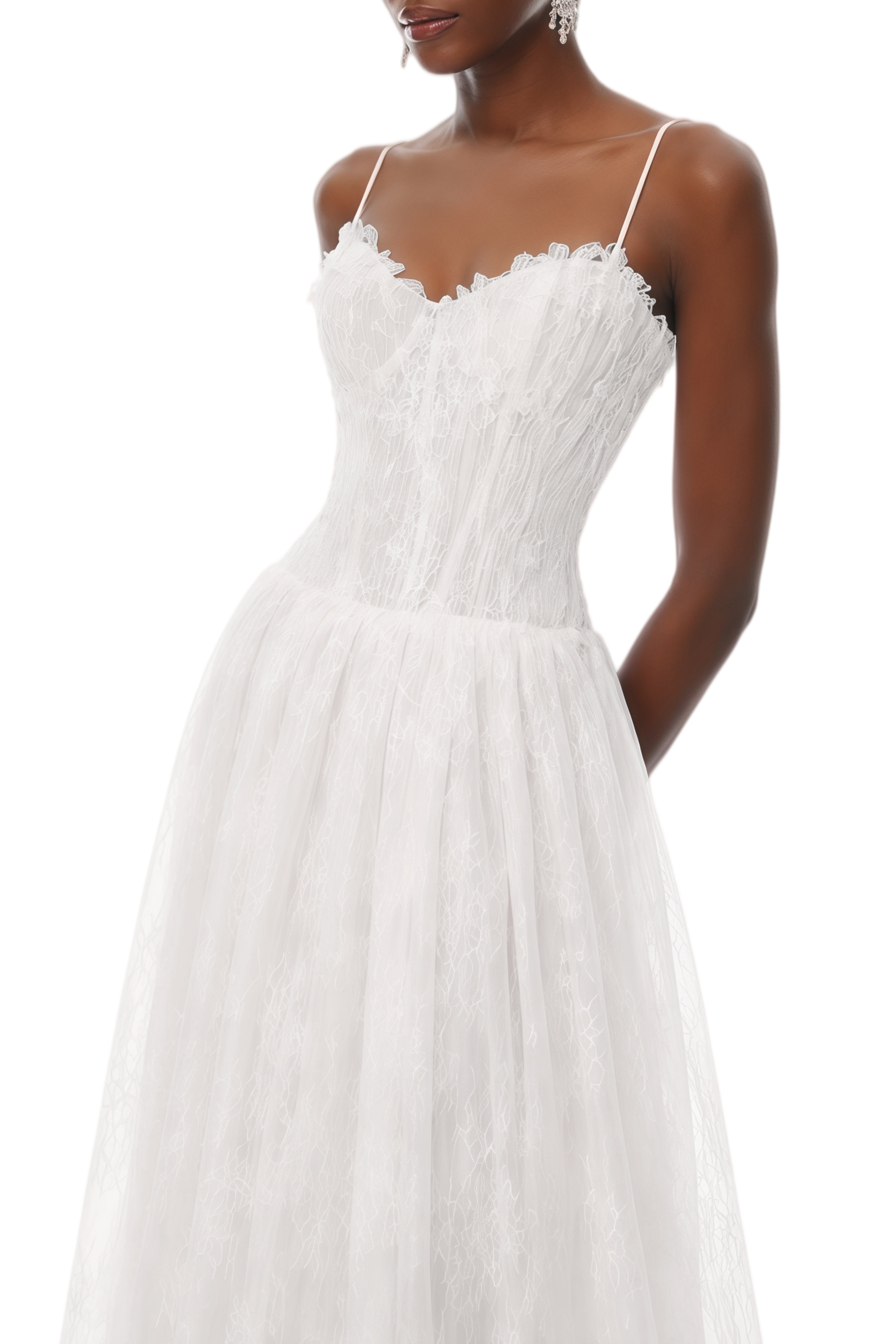 Florence White Mesh Lace Up Maxi Dress