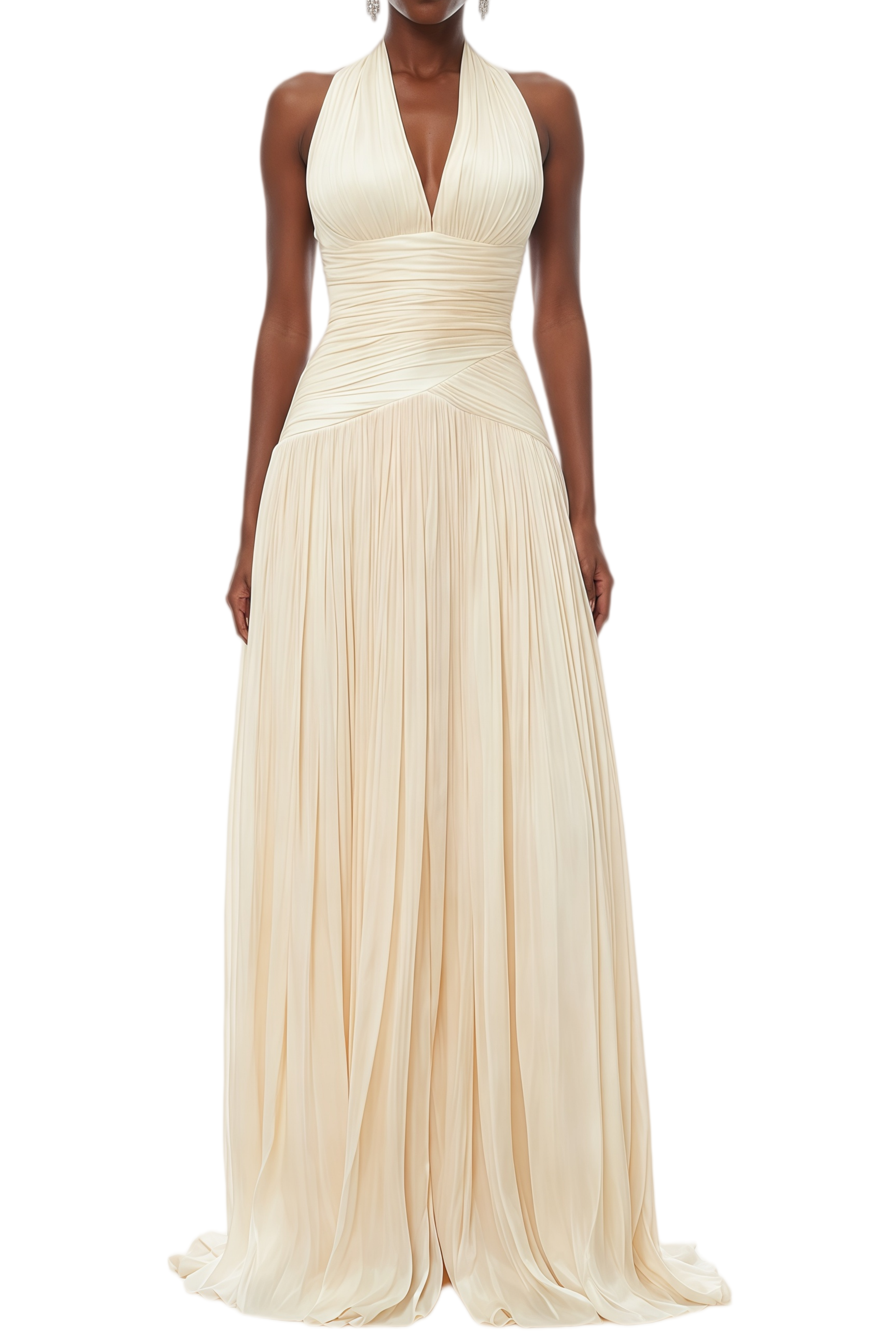 Bertha Neutral Gathered Maxi Dress
