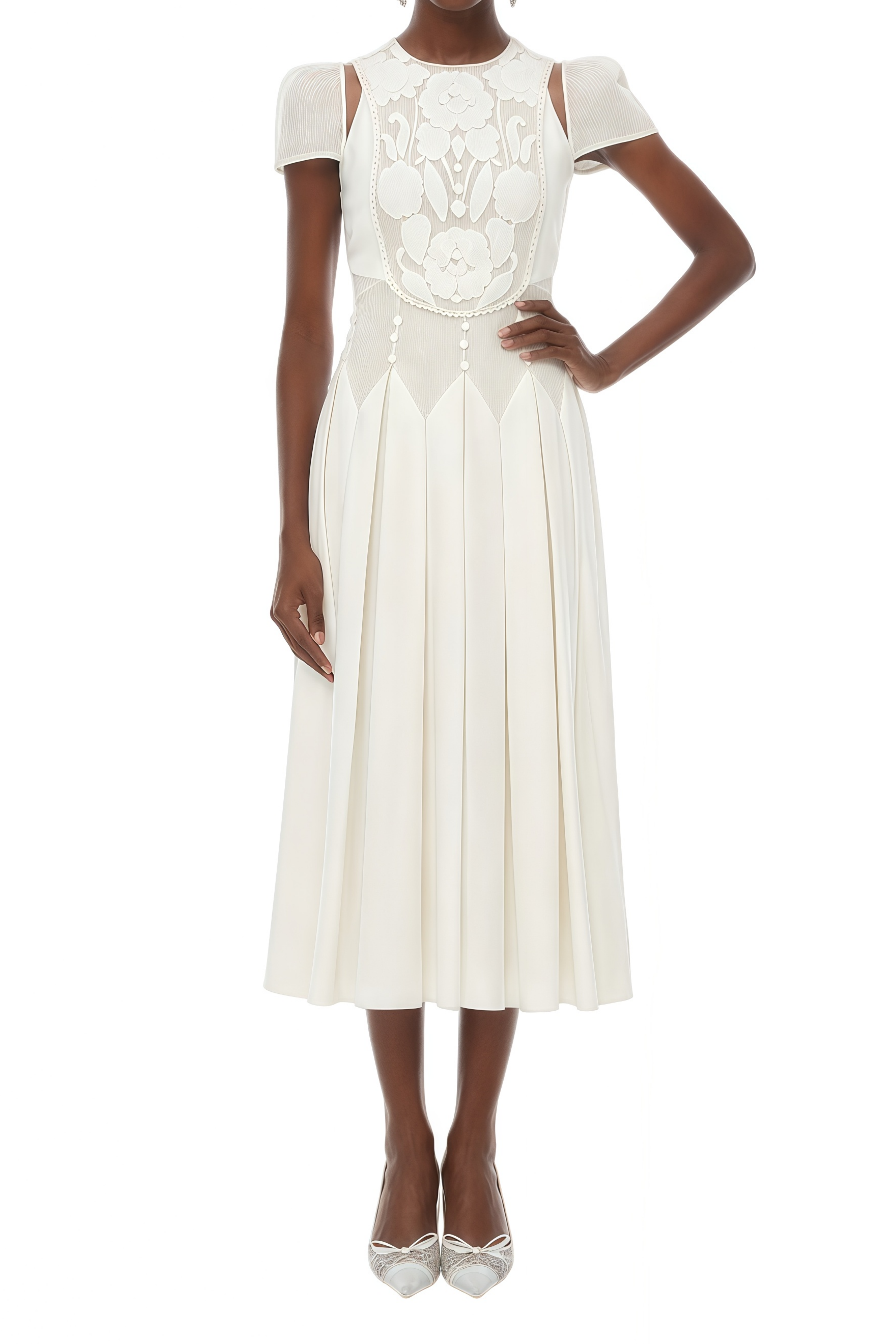 Carol White Floral Embroidered Maxi Dress