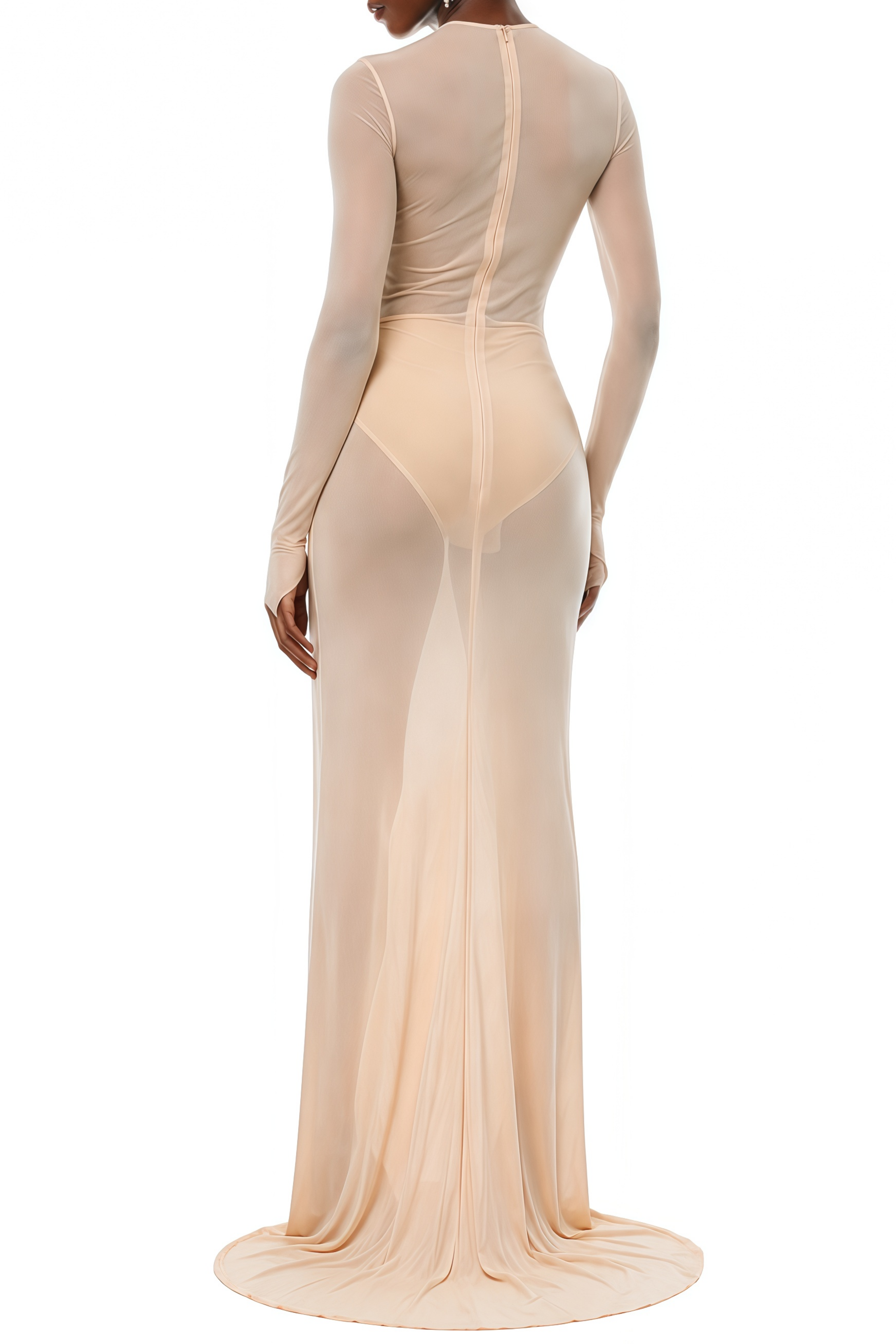 Hulda Beige Cut Out Ruched Maxi Dress