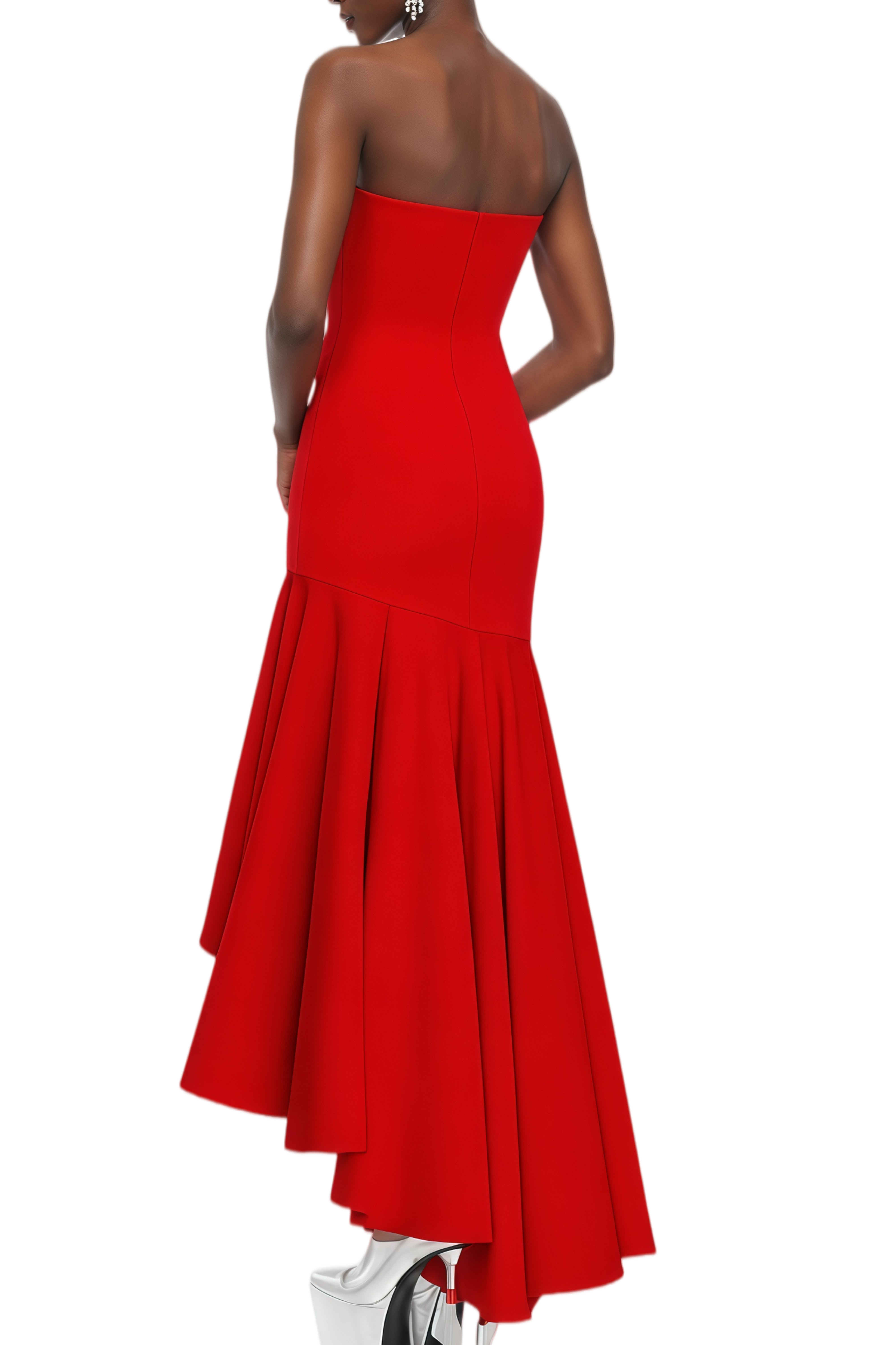 Bertha Red Asymmetric Mermaid Maxi Gown