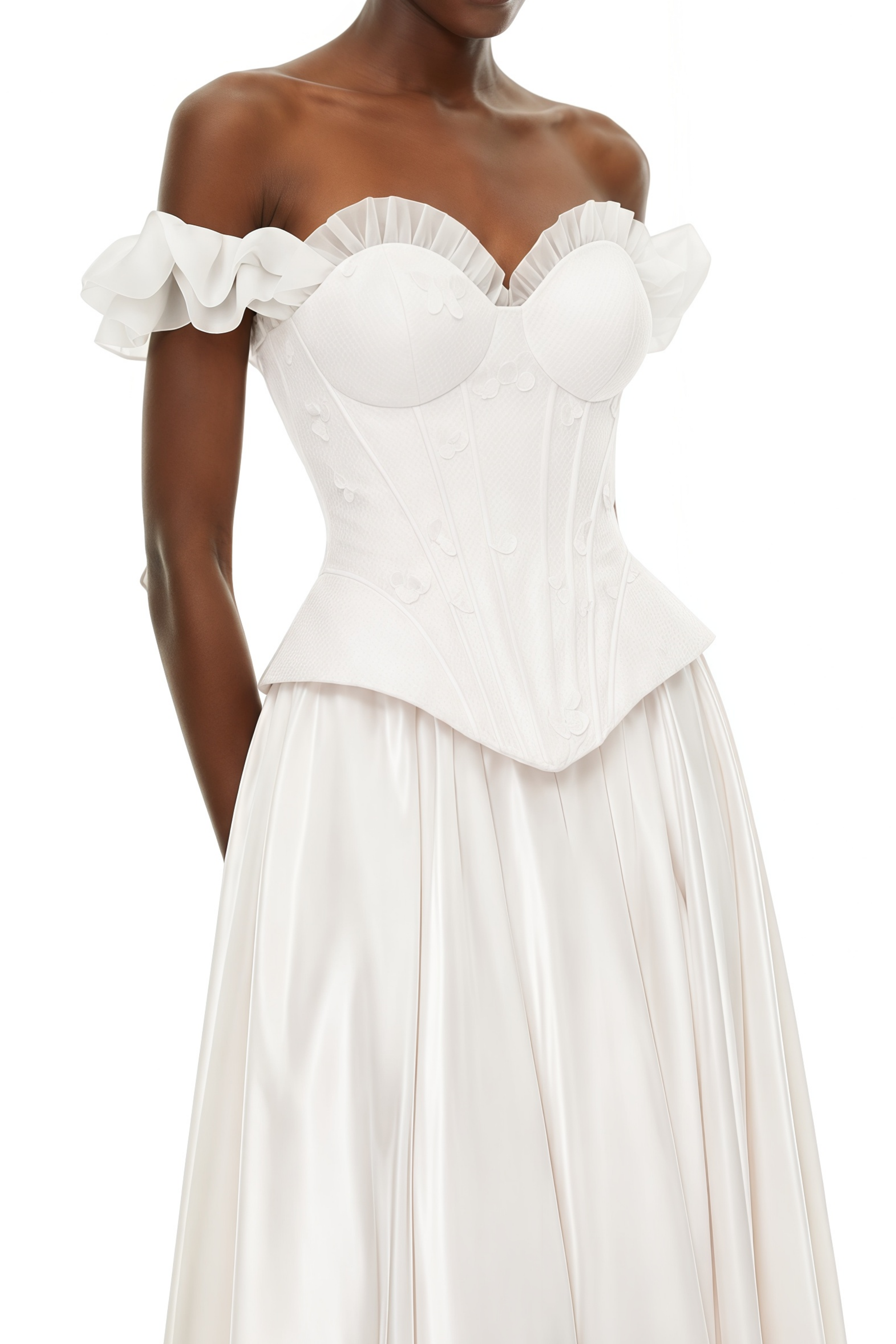 Eulalia White Sweetheart Neck Corset Design Maxi Dress