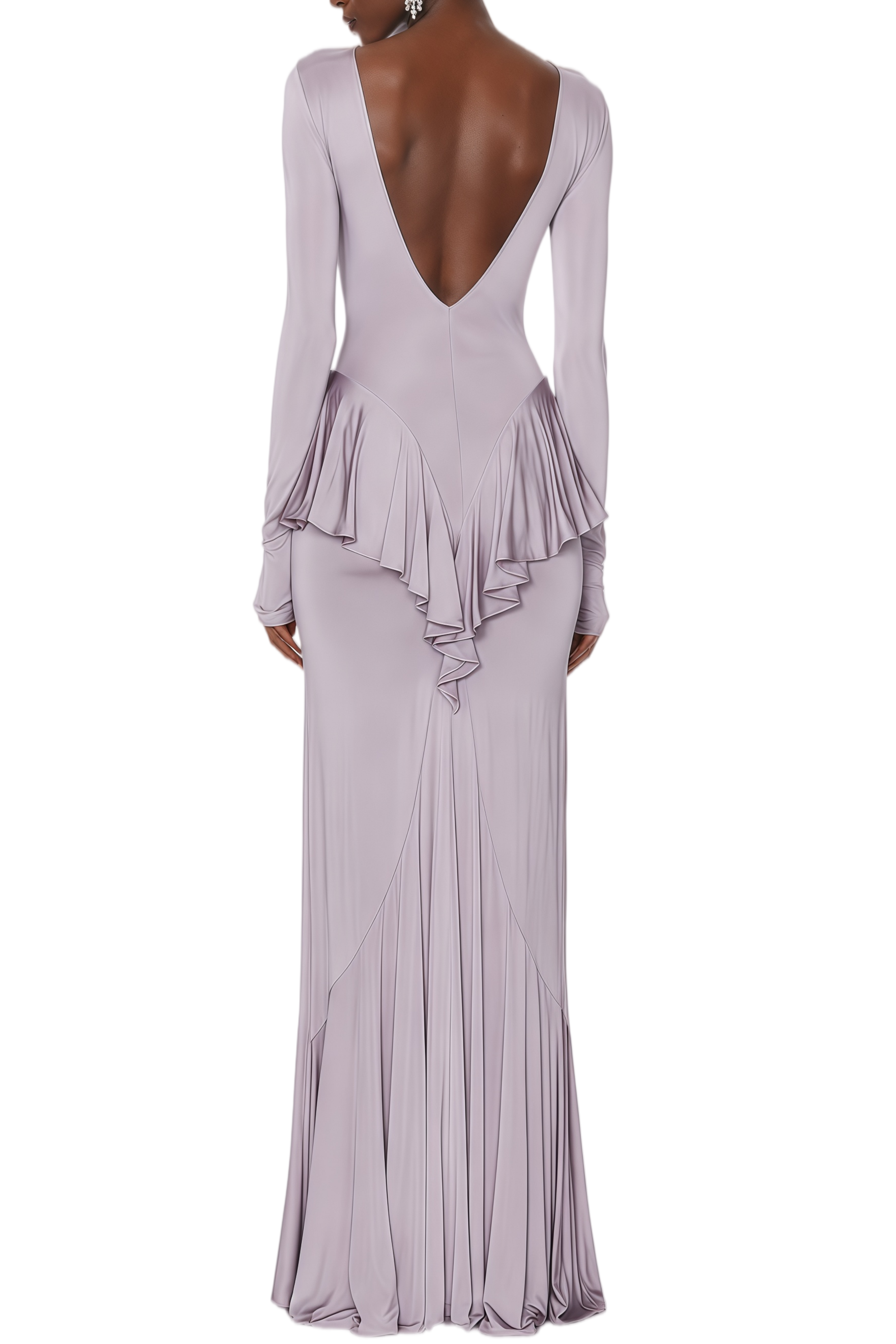 Xenia Purple Maxi Dress With Ruffle Detail & Front Slit