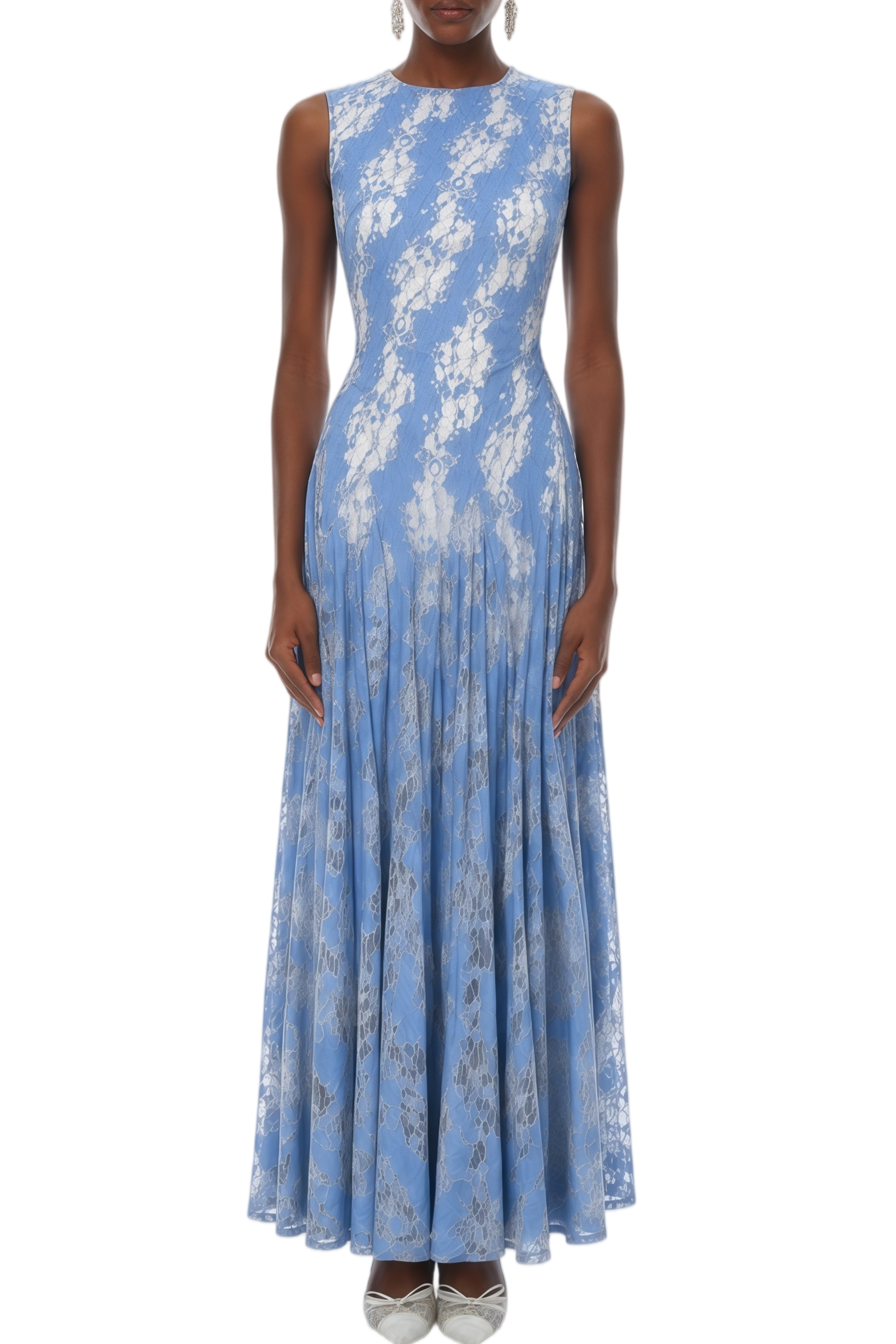 Cecilia Blue Pleated Cut Out Maxi Dress