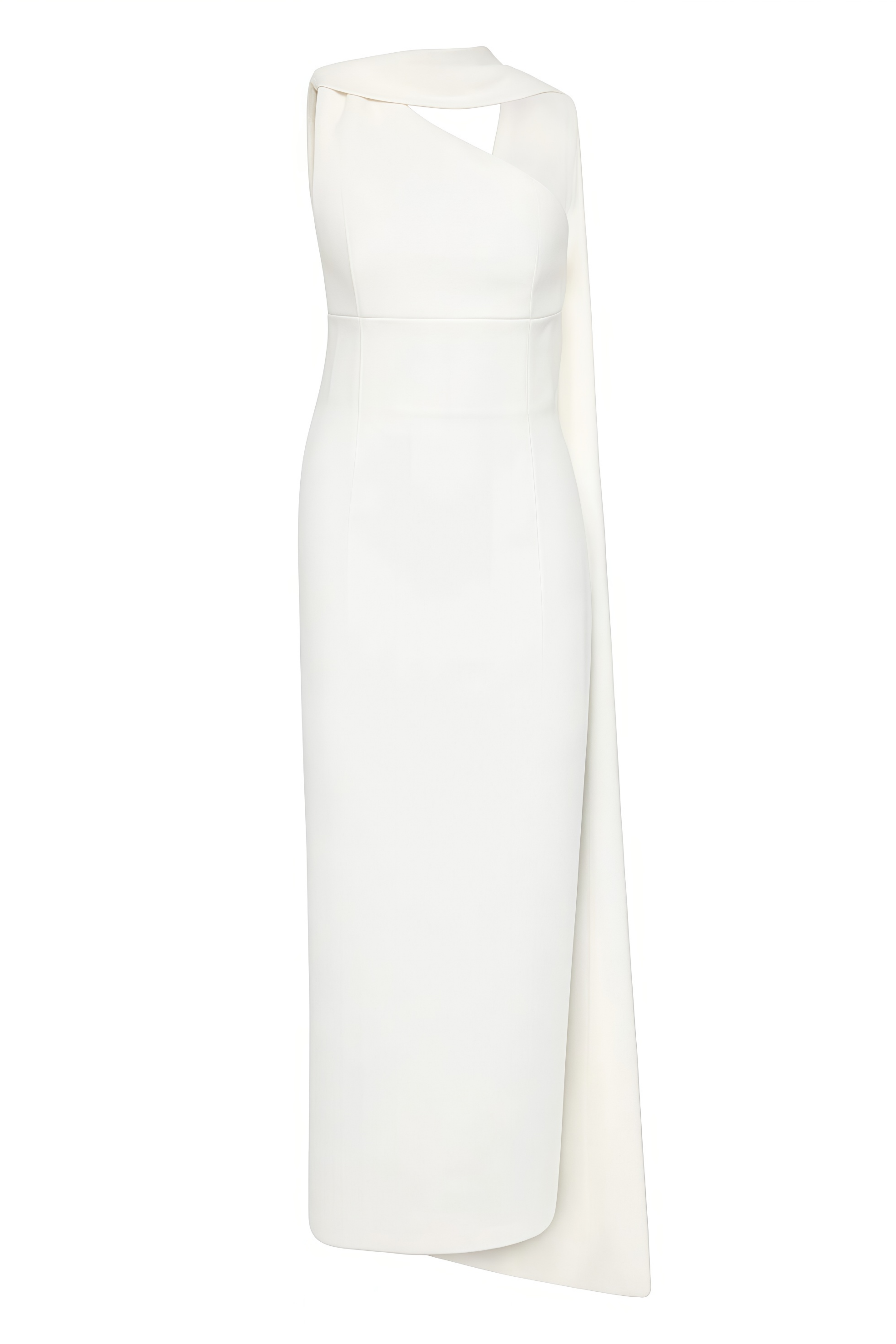Leticia White Scarf Neck Midi Dress