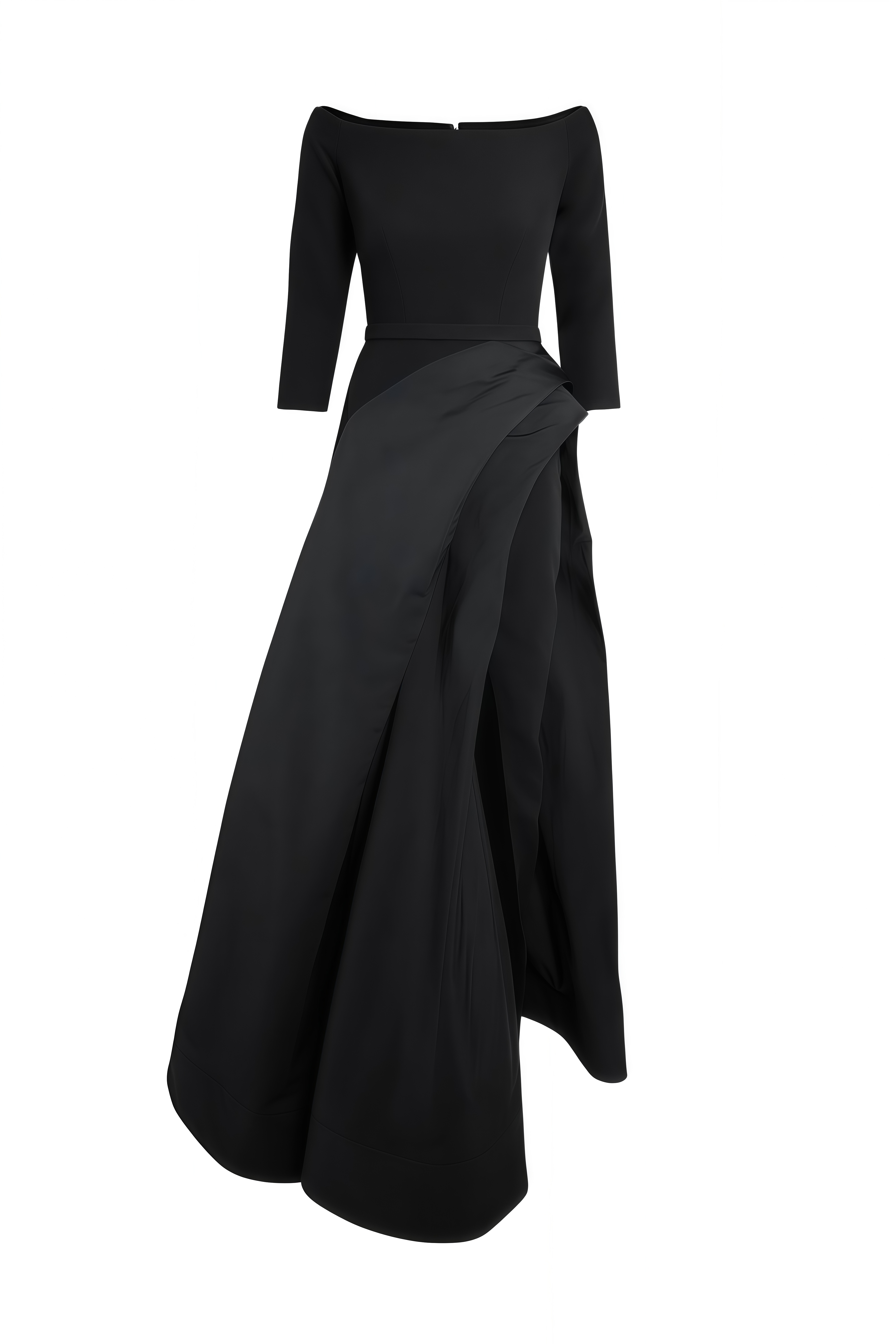 Dorothy Black Three Quarter Sleeve Slit Maxi Dress