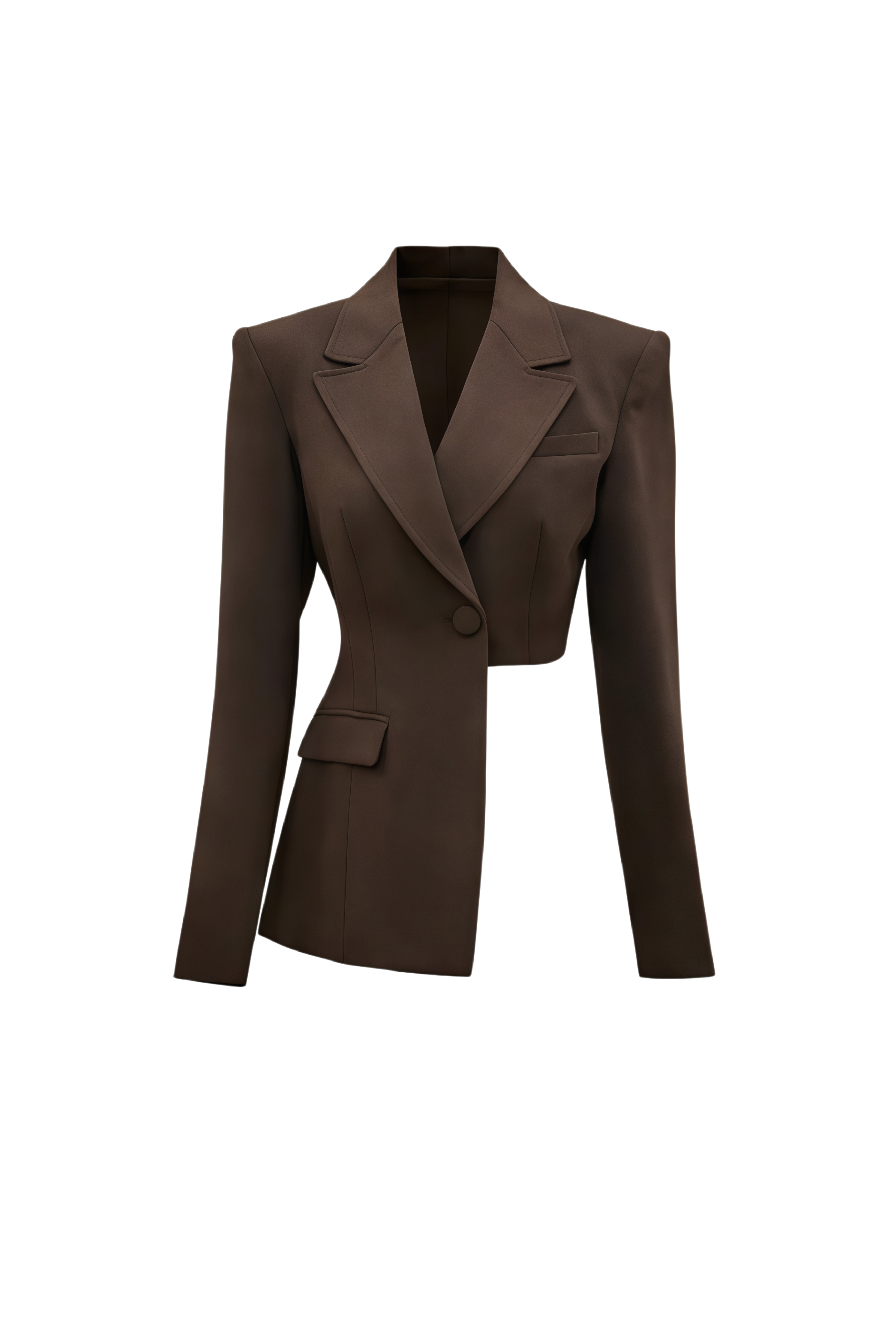 Jennifer Chocolate Brown Asymmetrical Blazer & Eyelet Balloon Trousers Set