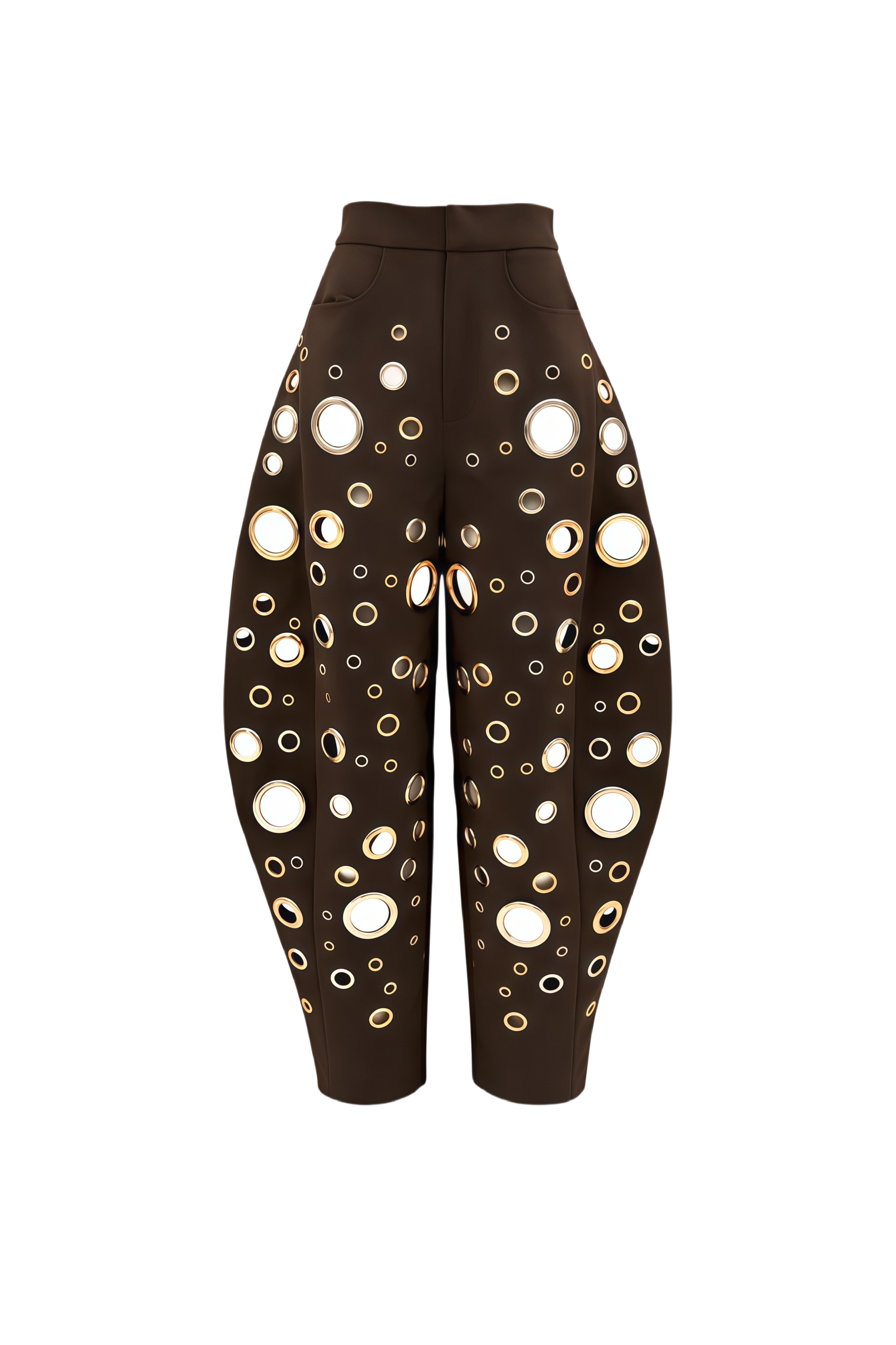 Jennifer Chocolate Brown Asymmetrical Blazer & Eyelet Balloon Trousers Set