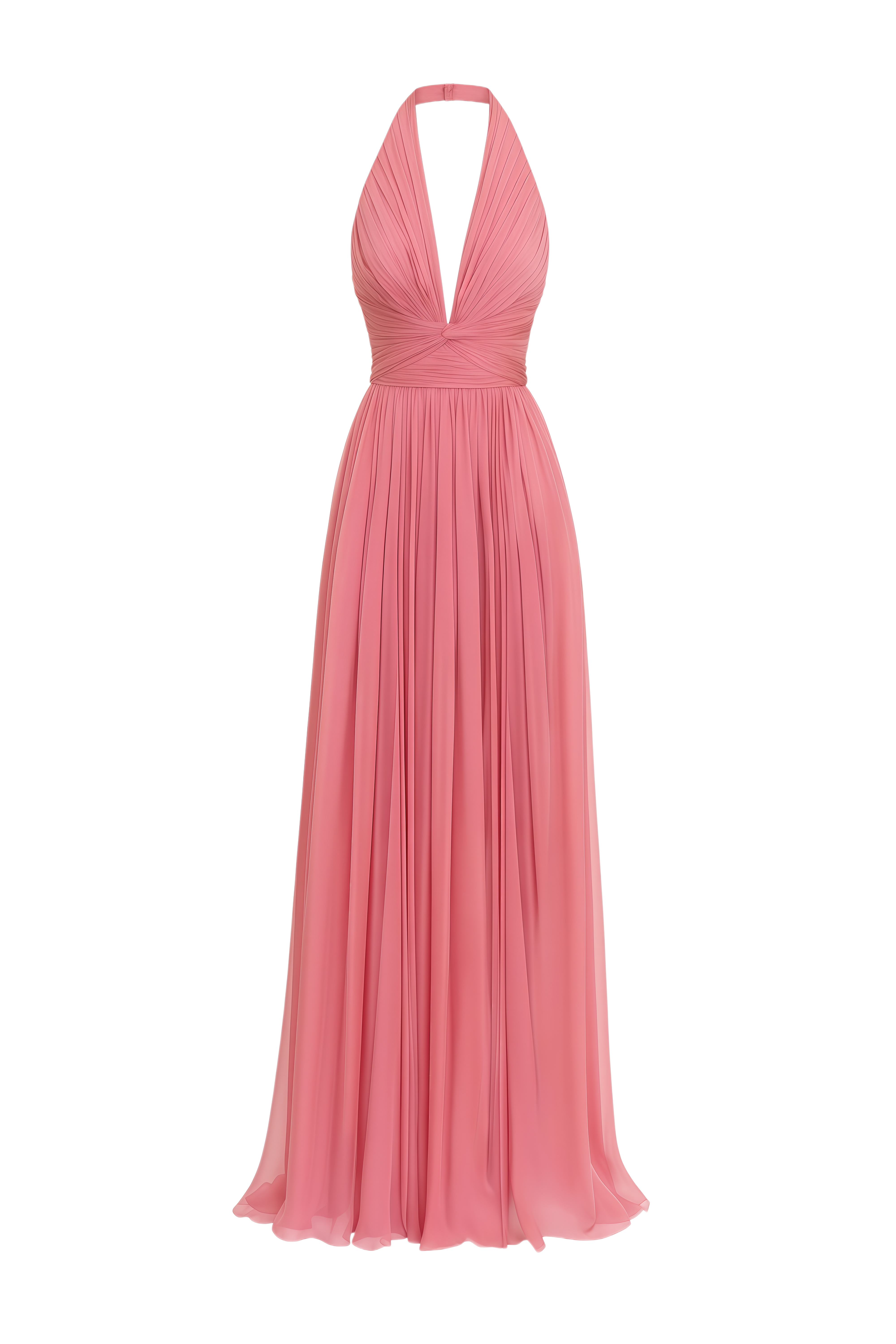 Florence Pink Halter Pleated Maxi Dress