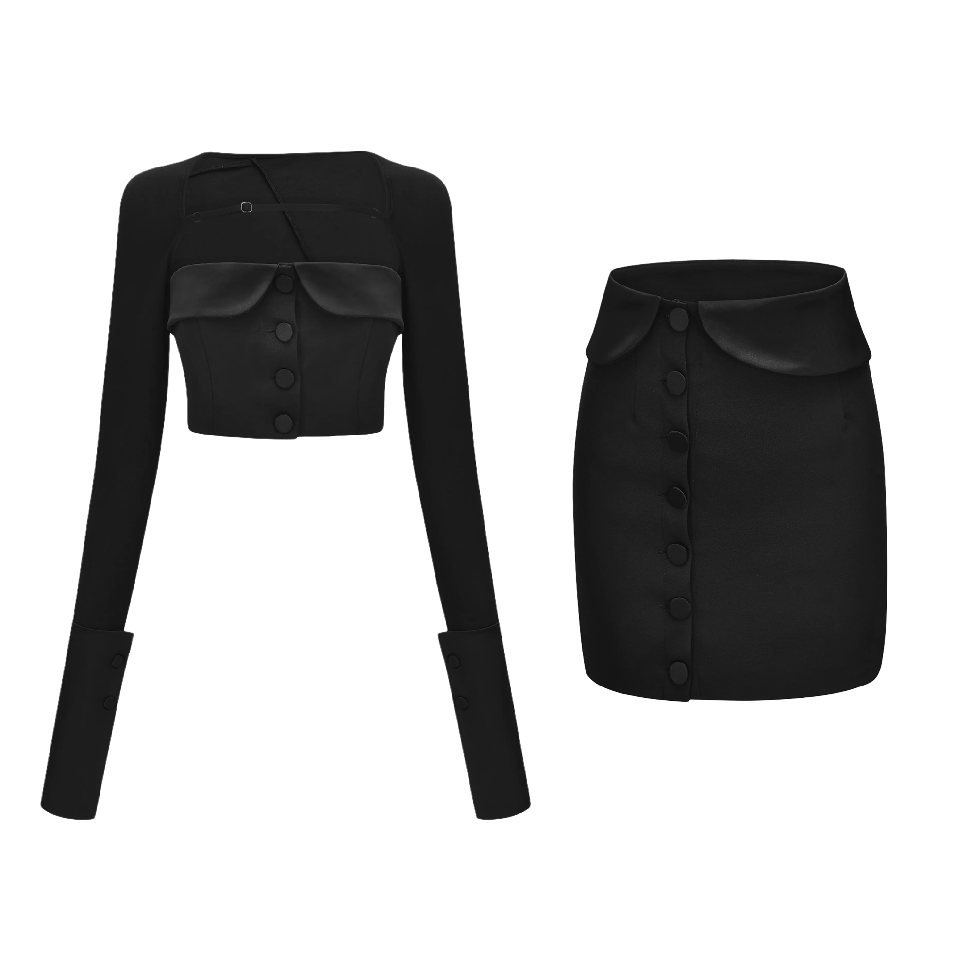 itsy spaghetti-detail crop top & skirt matching set (PRE-ORDER at 20th March) - itsy, it¡®s different