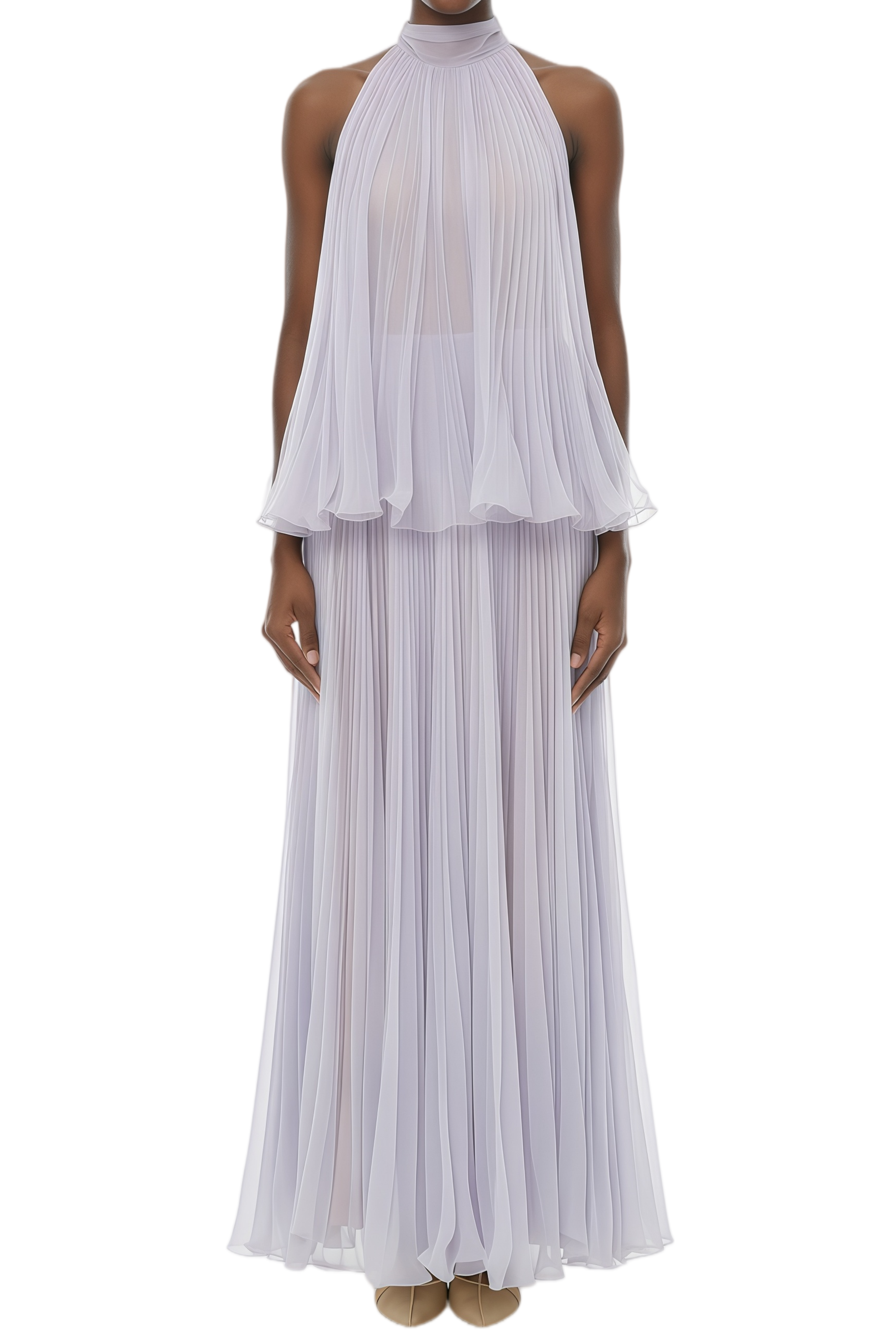 Caroline Purple Ruffled Top & Pleated Skirt Set
