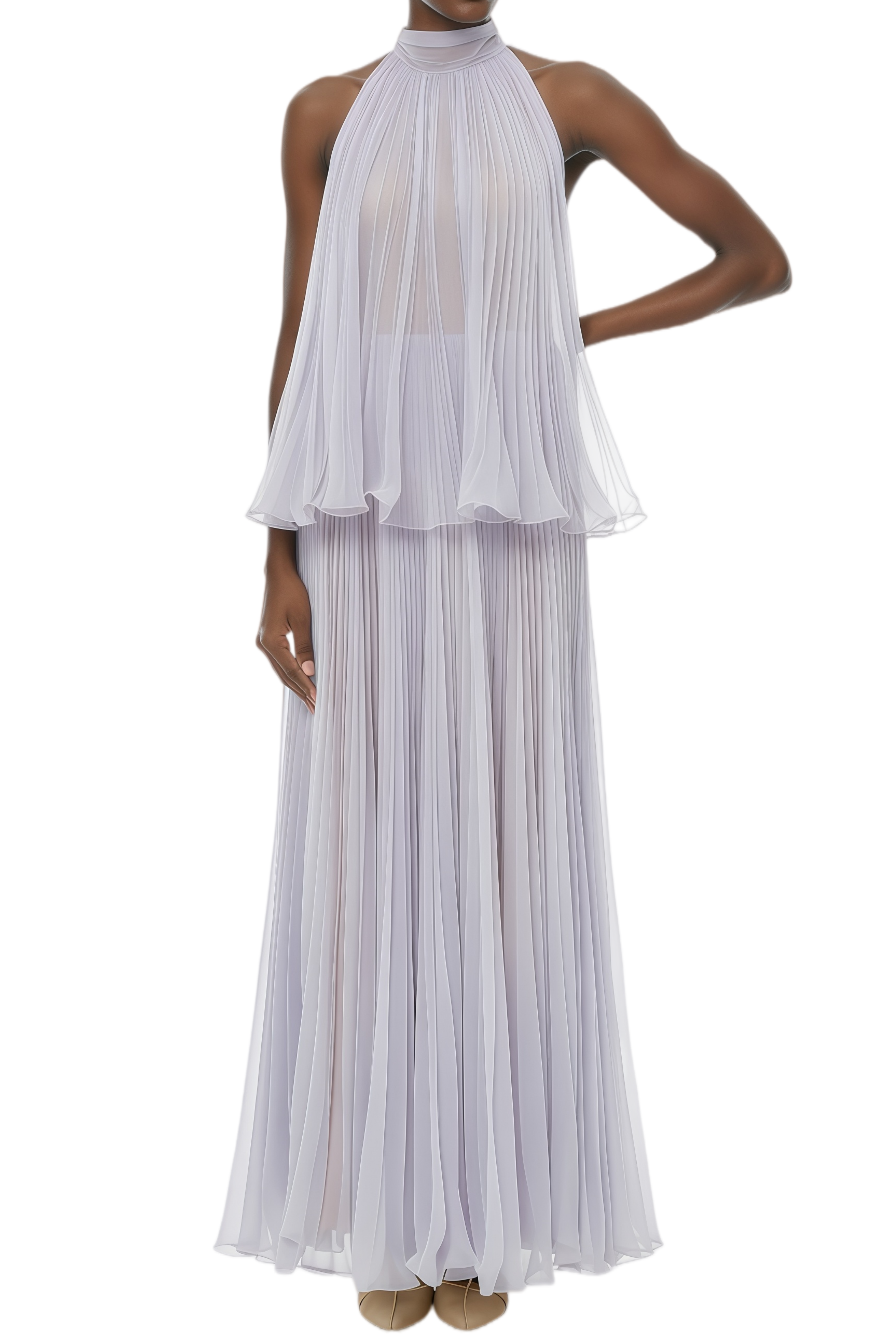 Caroline Purple Ruffled Top & Pleated Skirt Set