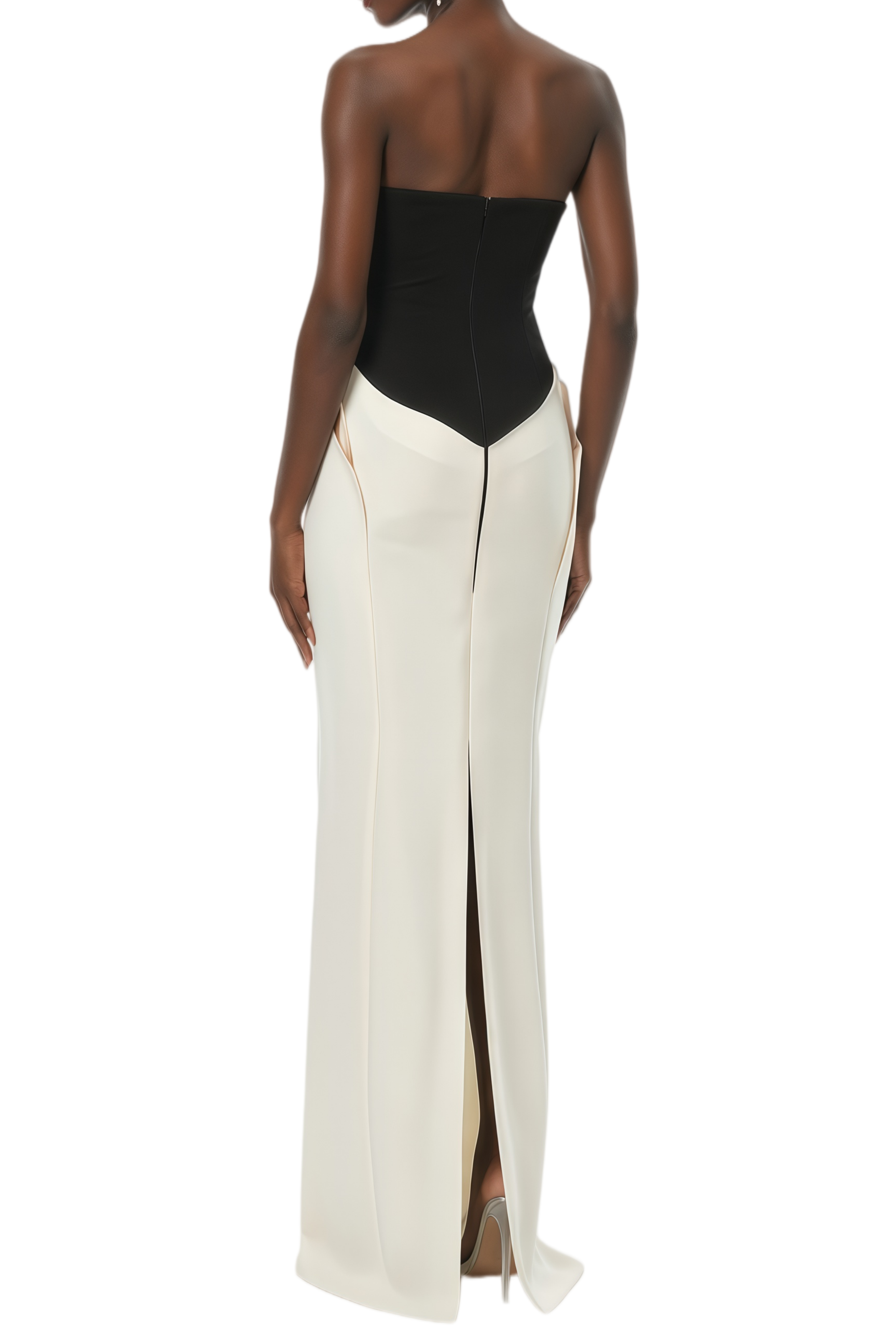 Andrea White Color Block 3D Petal Midi Dress