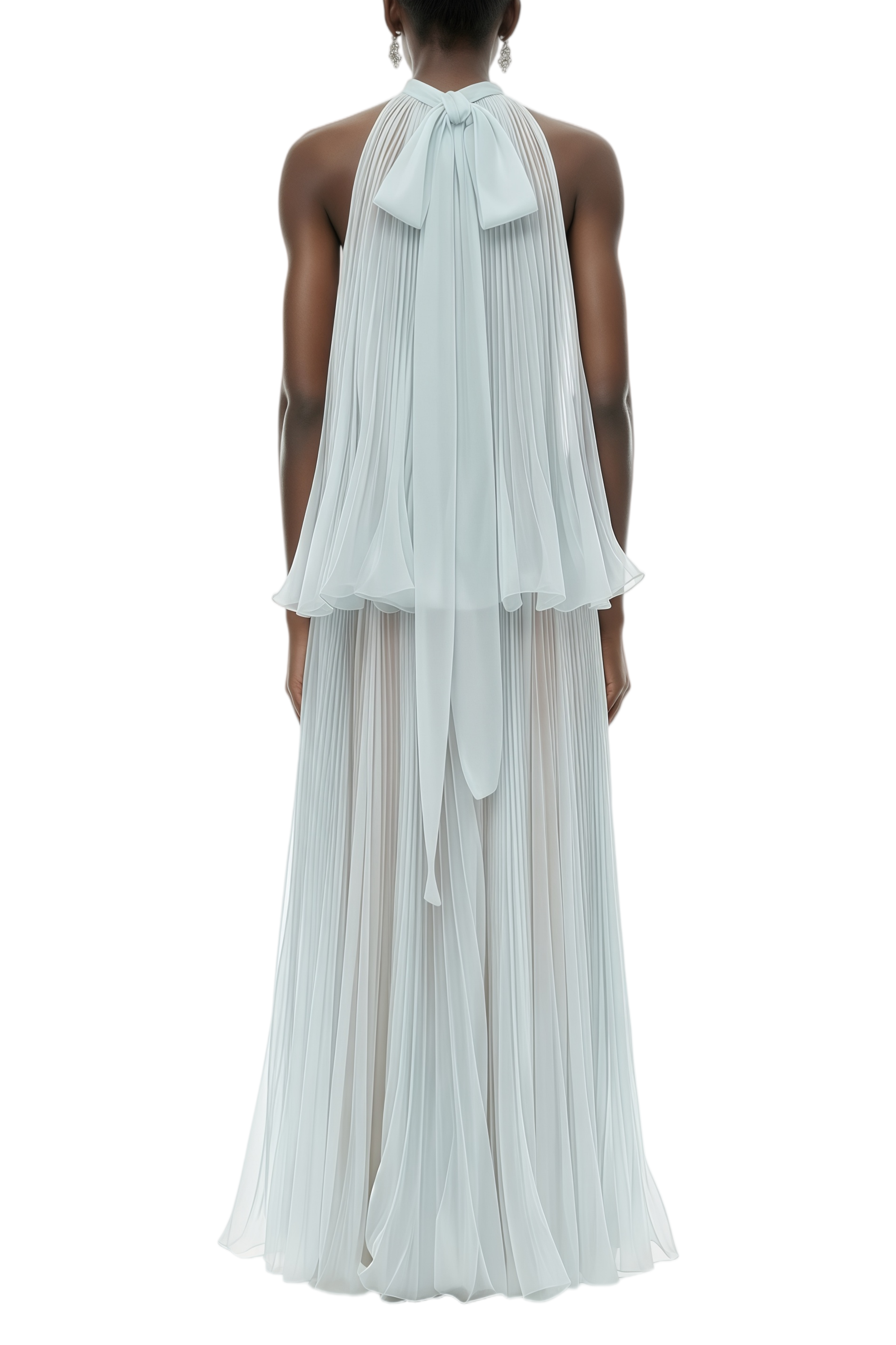 Caroline Blue Ruffled Top & Pleated Skirt Set