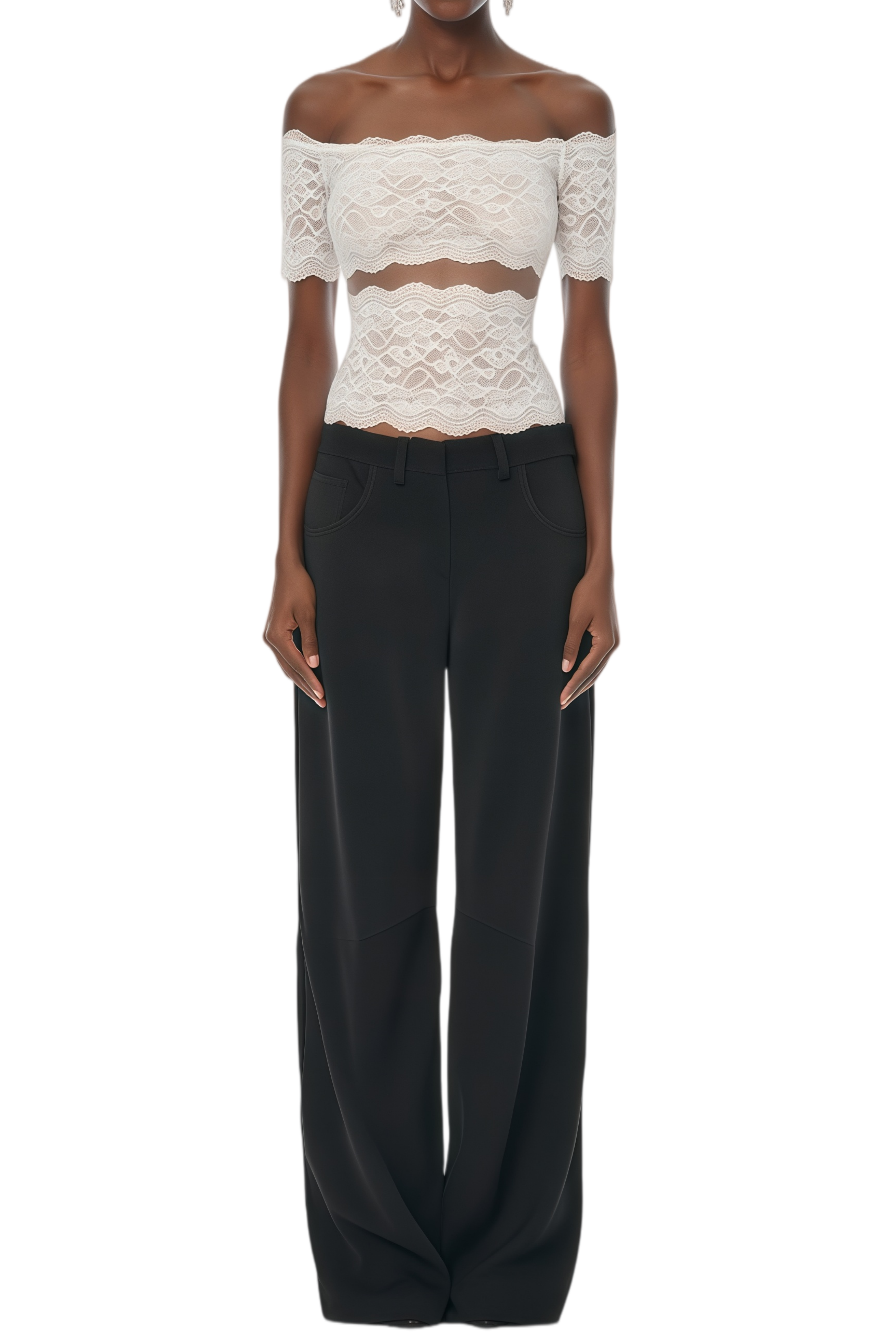 Darlene White Off Shoulder Floral Lace Top