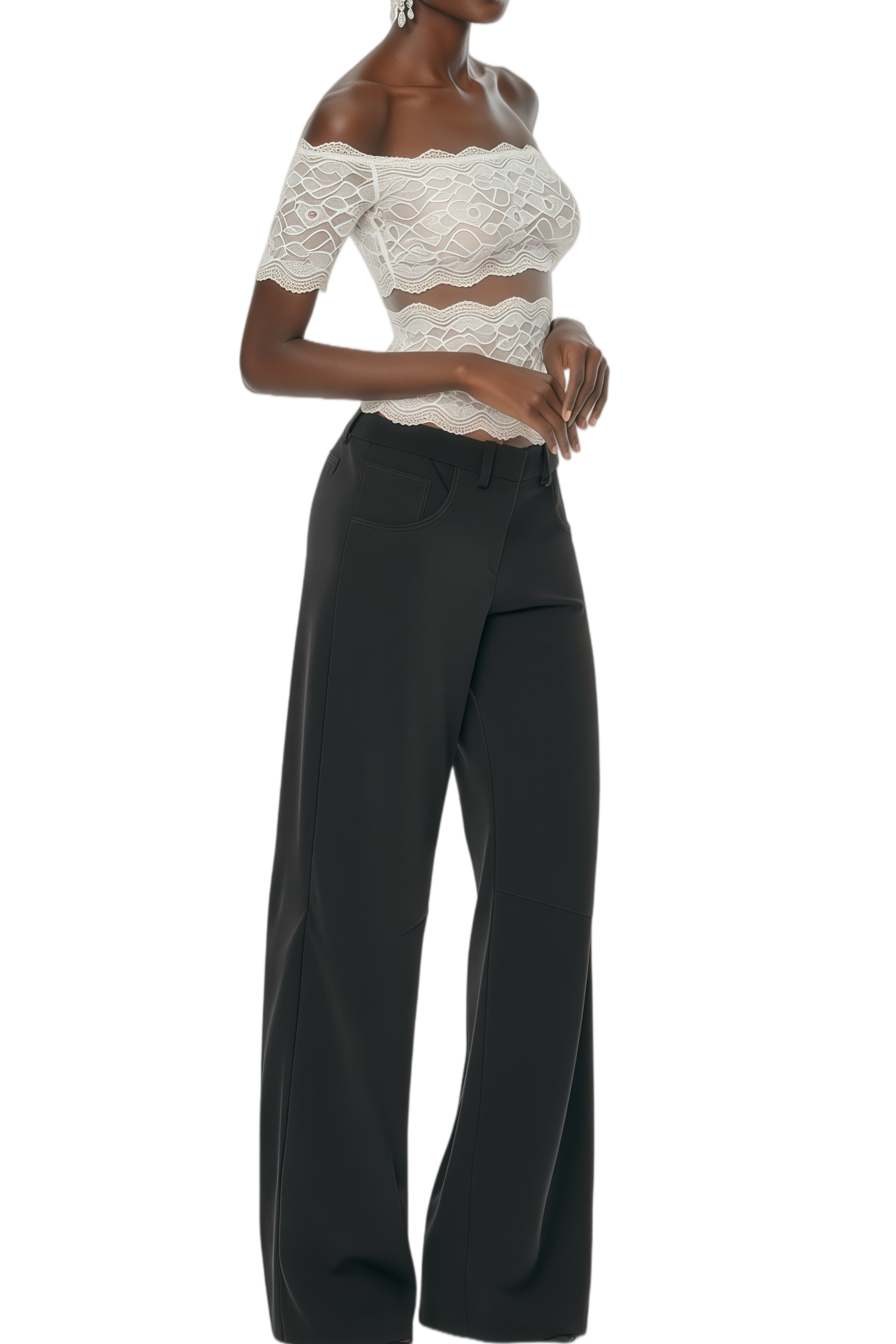 Darlene White Off Shoulder Floral Lace Top