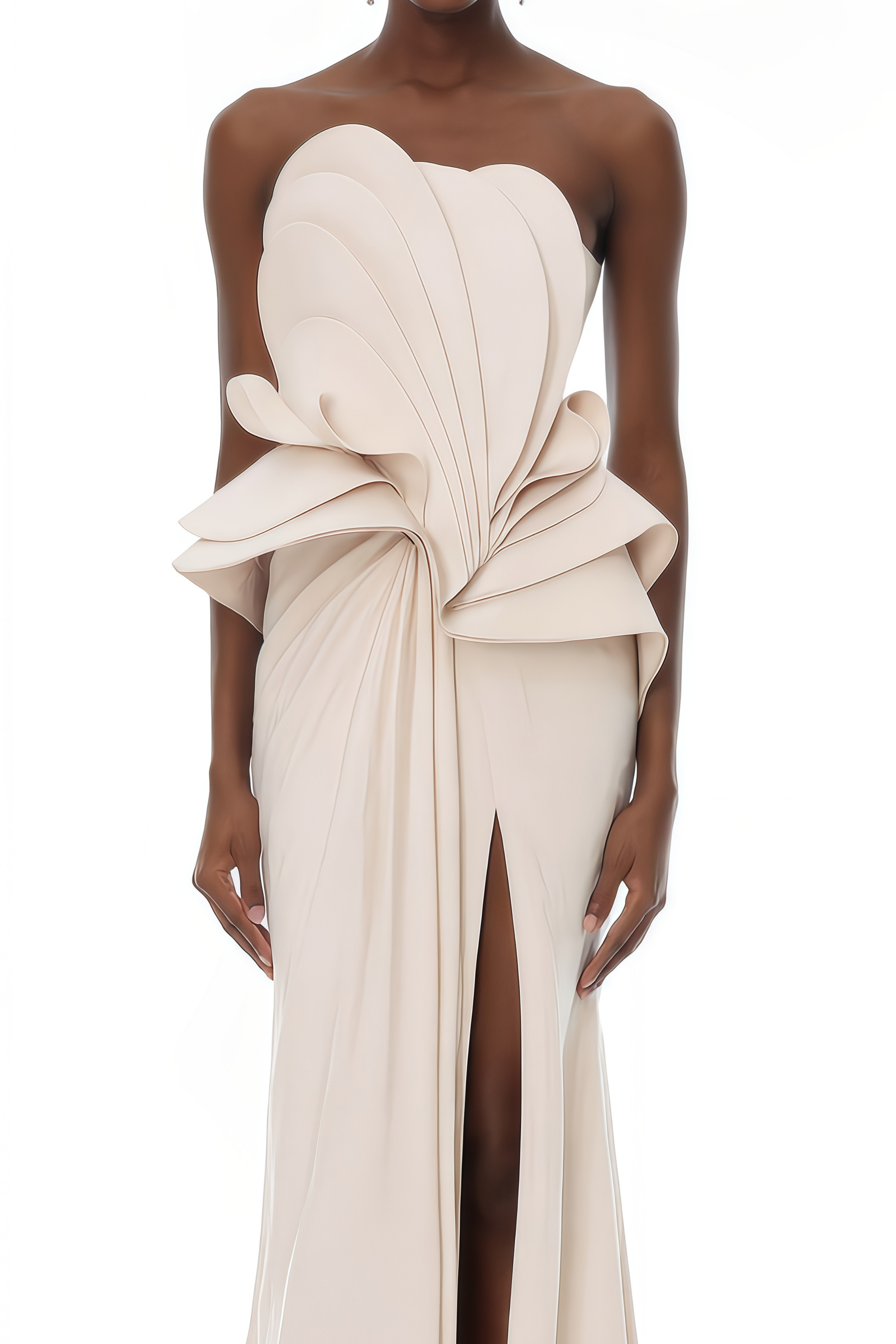 Felicity Ivory Off Shoulder Asymmetrical Maxi Dress