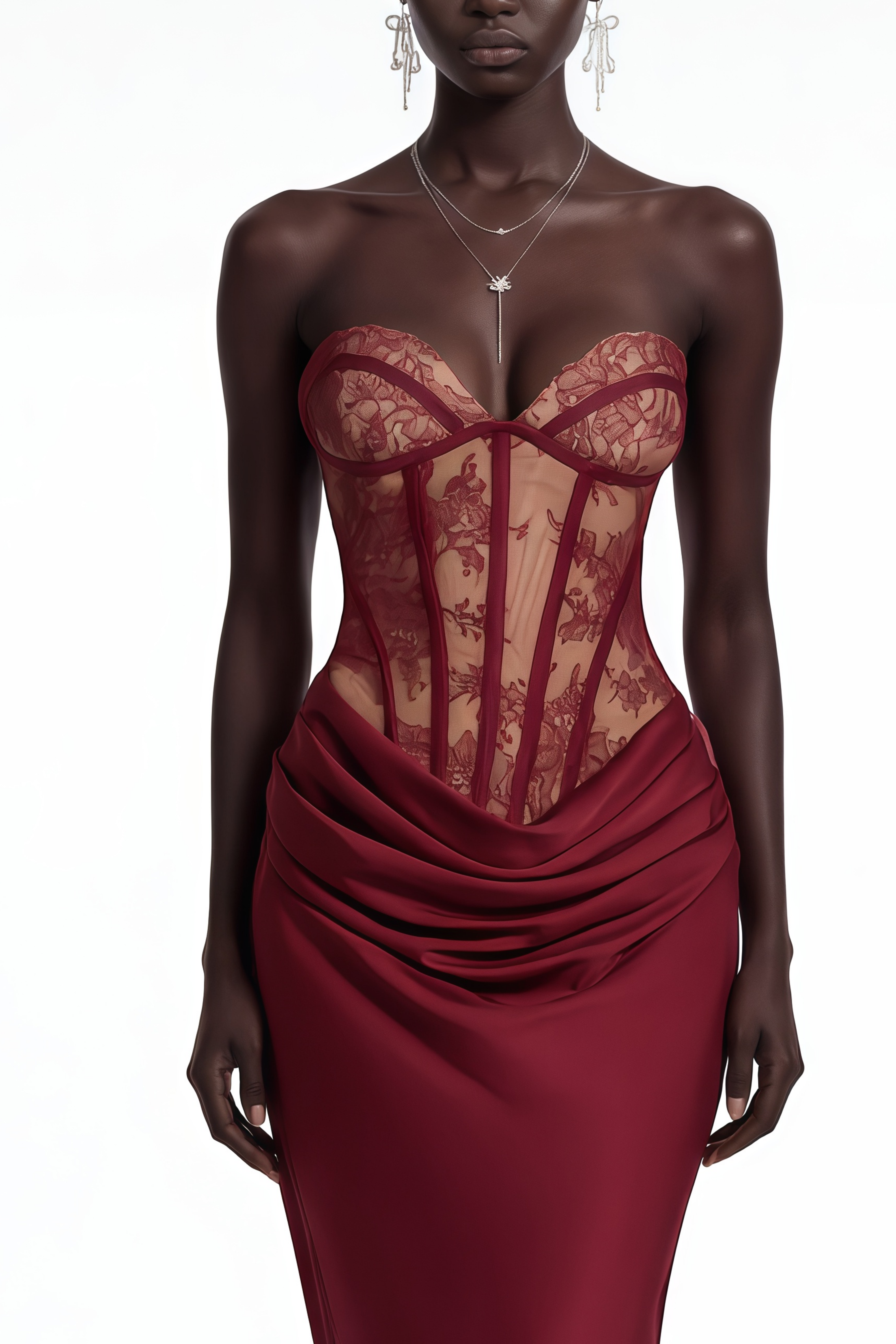 Arlene Burgundy Off Shoulder Draped Maxi Dress