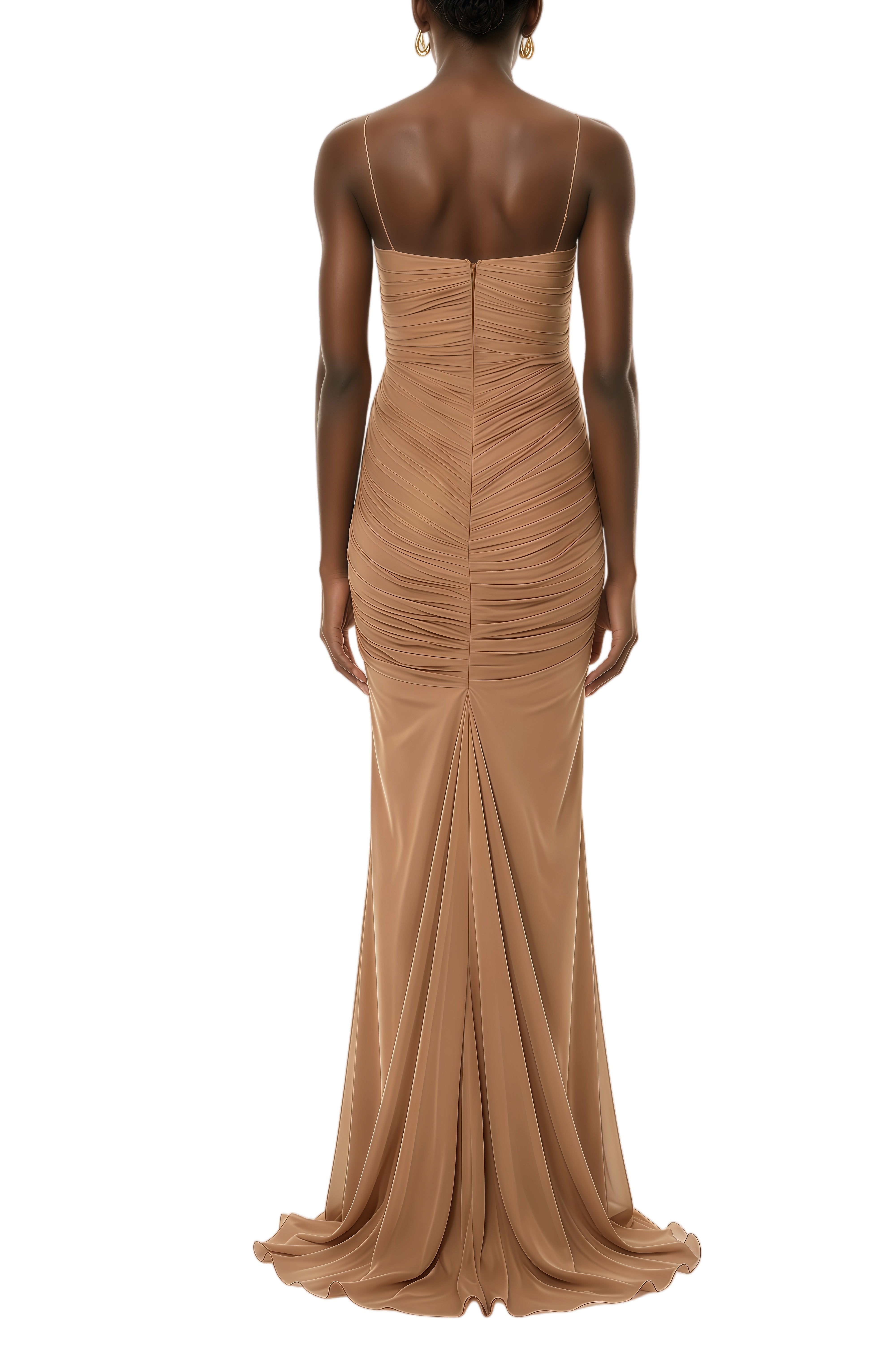 Freda Camel Pleated Cape & 3D Floral Appliqué Dress Set