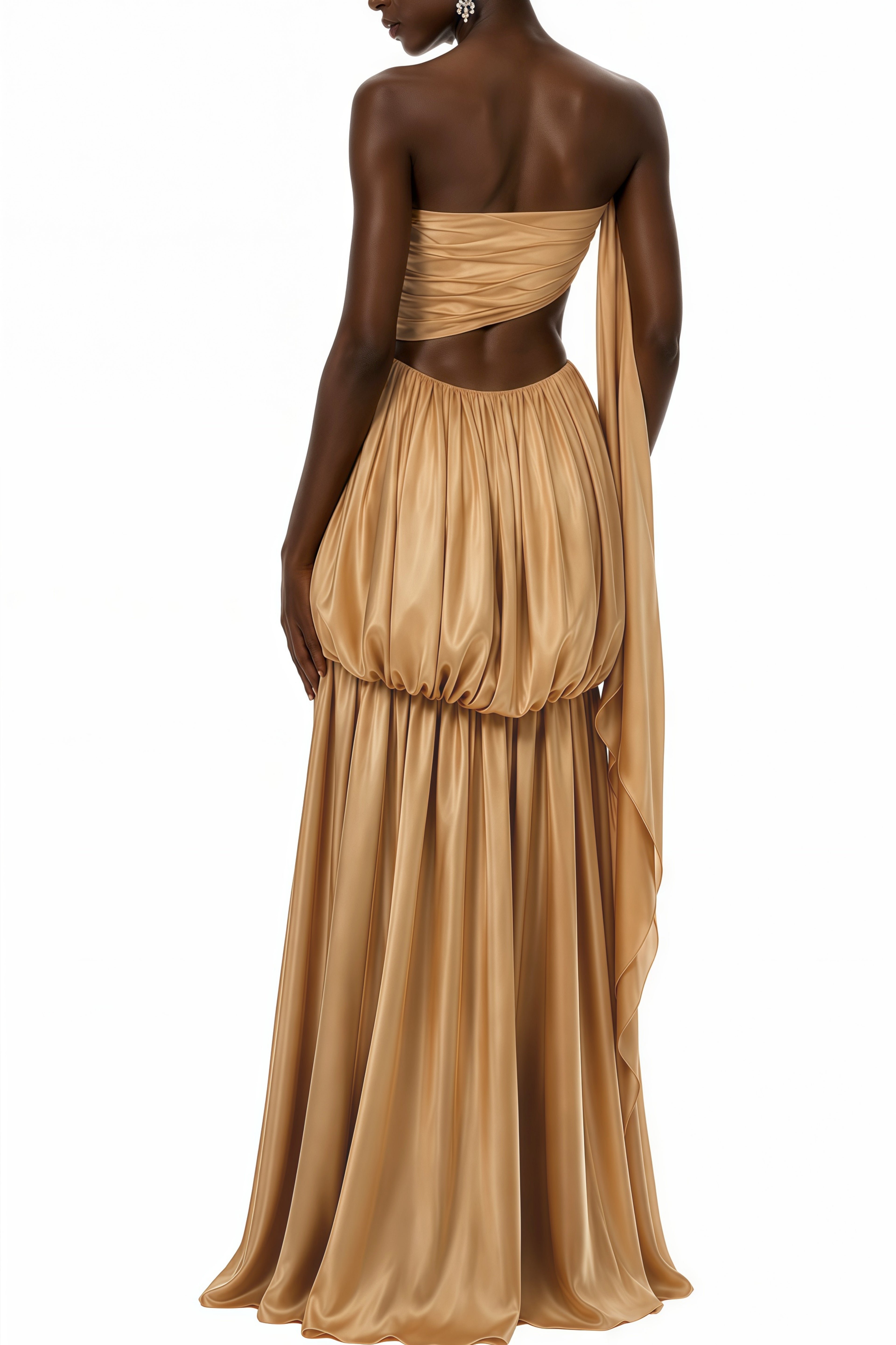 Elden Champagne Off Shoulder Draped Maxi Dress Relvoux Womenswear Elden Champagne Off Shoulder Draped Maxi Dress Relvoux Womenswear