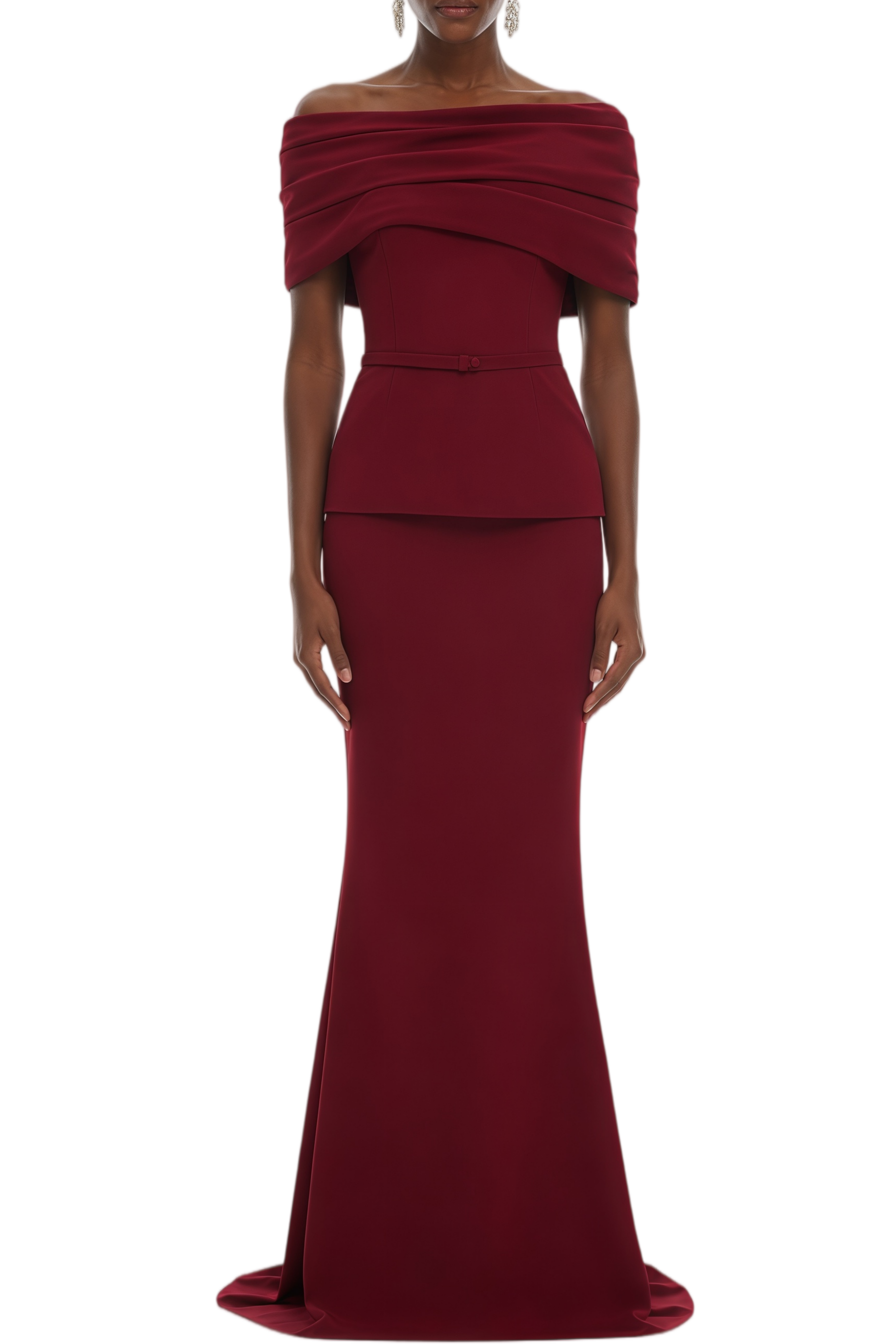 Natalie Burgundy Boat Neck Mermaid Maxi Gown L / Red Natalie Burgundy Boat Neck Mermaid Maxi Gown L / Red