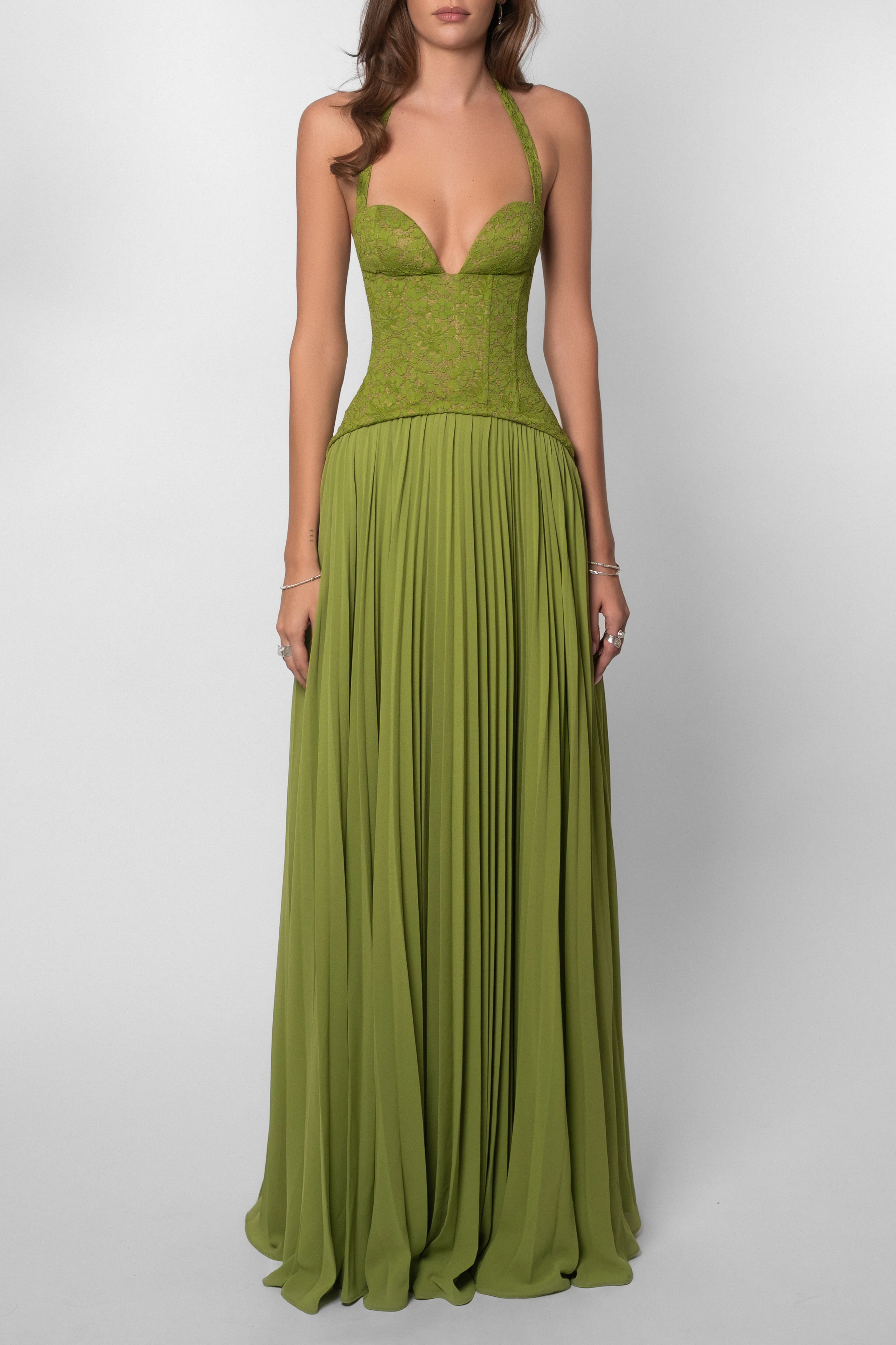 Bridget Green Emerald Corset Maxi Gown Relvoux Womenswear Bridget Green Emerald Corset Maxi Gown Relvoux Womenswear