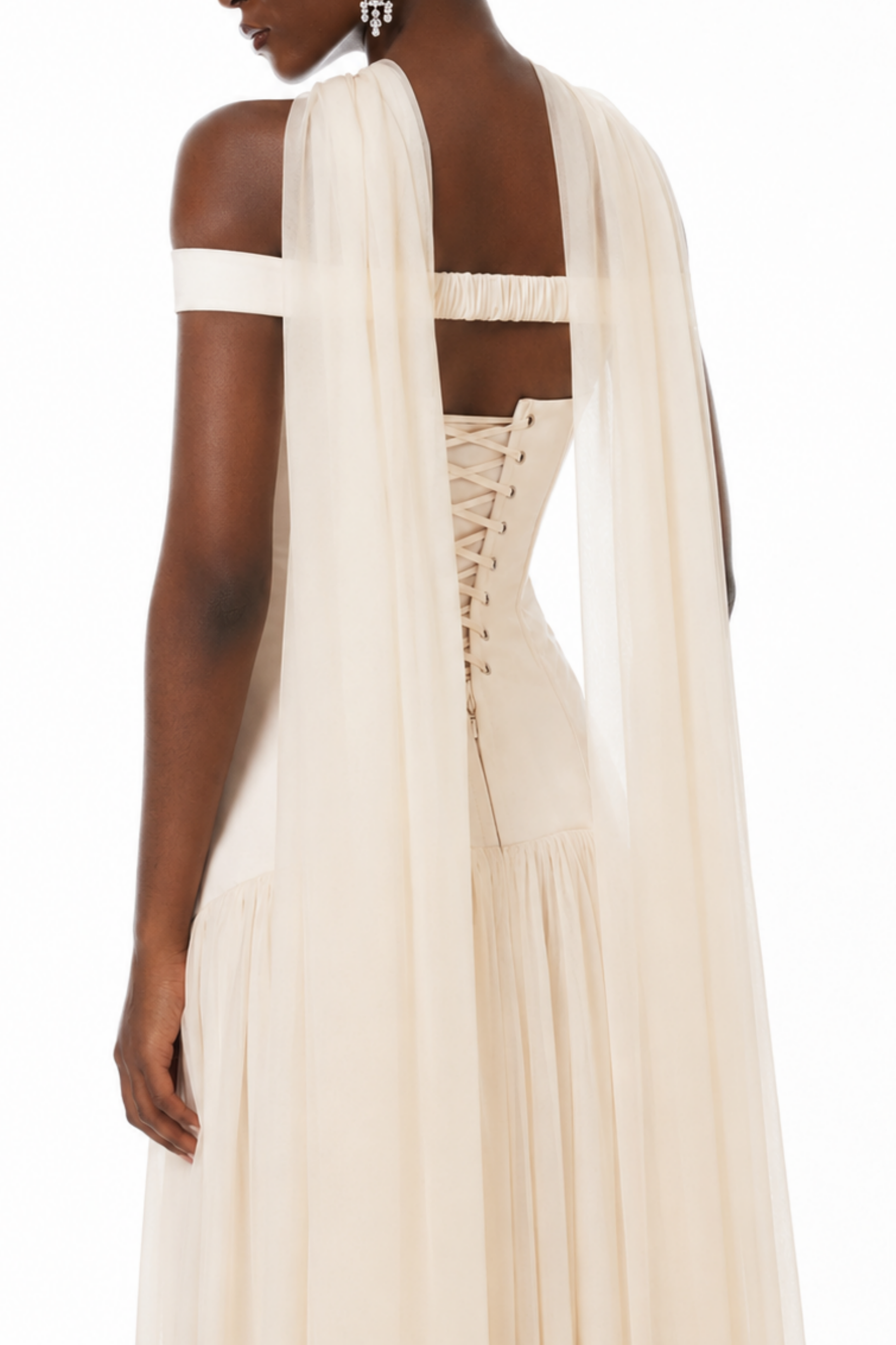 Cassiopeia Ivory Off Shoulder Pleated Maxi Dress  Relvoux Womenswear