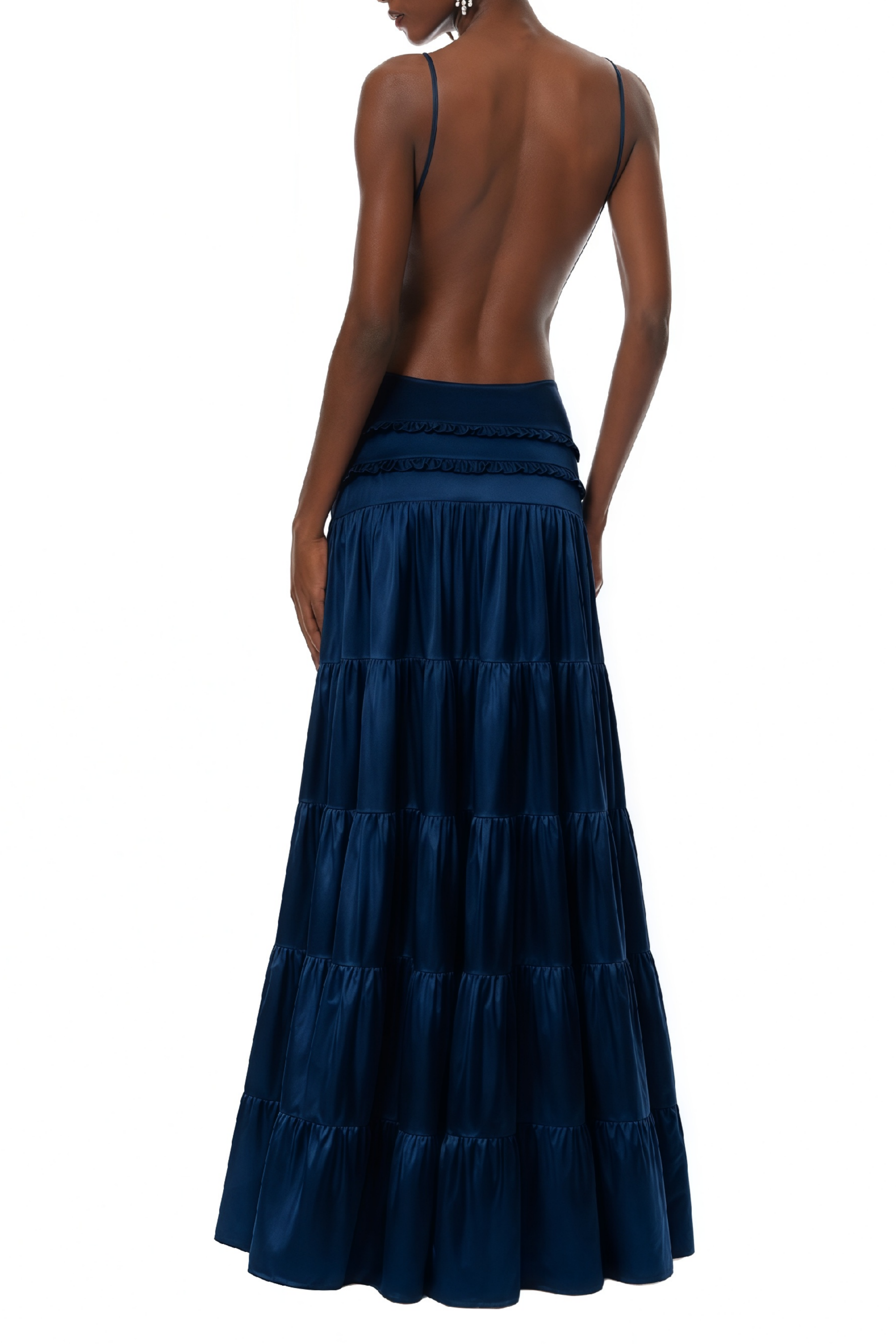 Mirabelle Blue Open Back Tiered Maxi Dress – Relvoux Womenswear