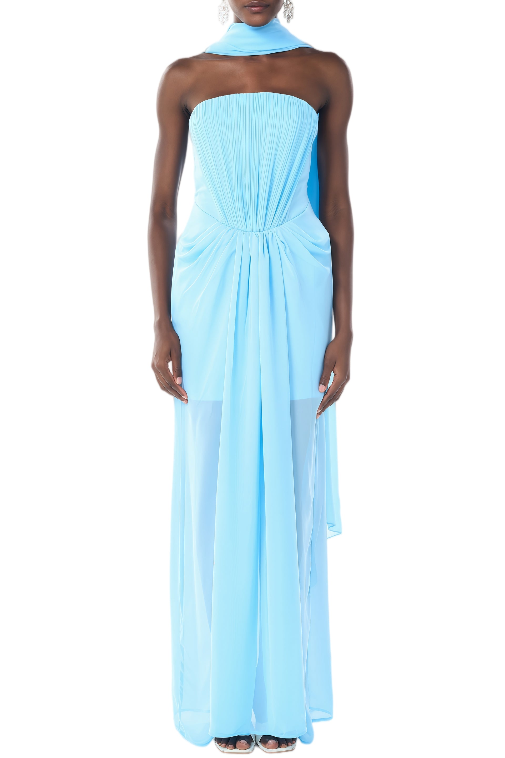 off shoulder dress with scarf Sarina