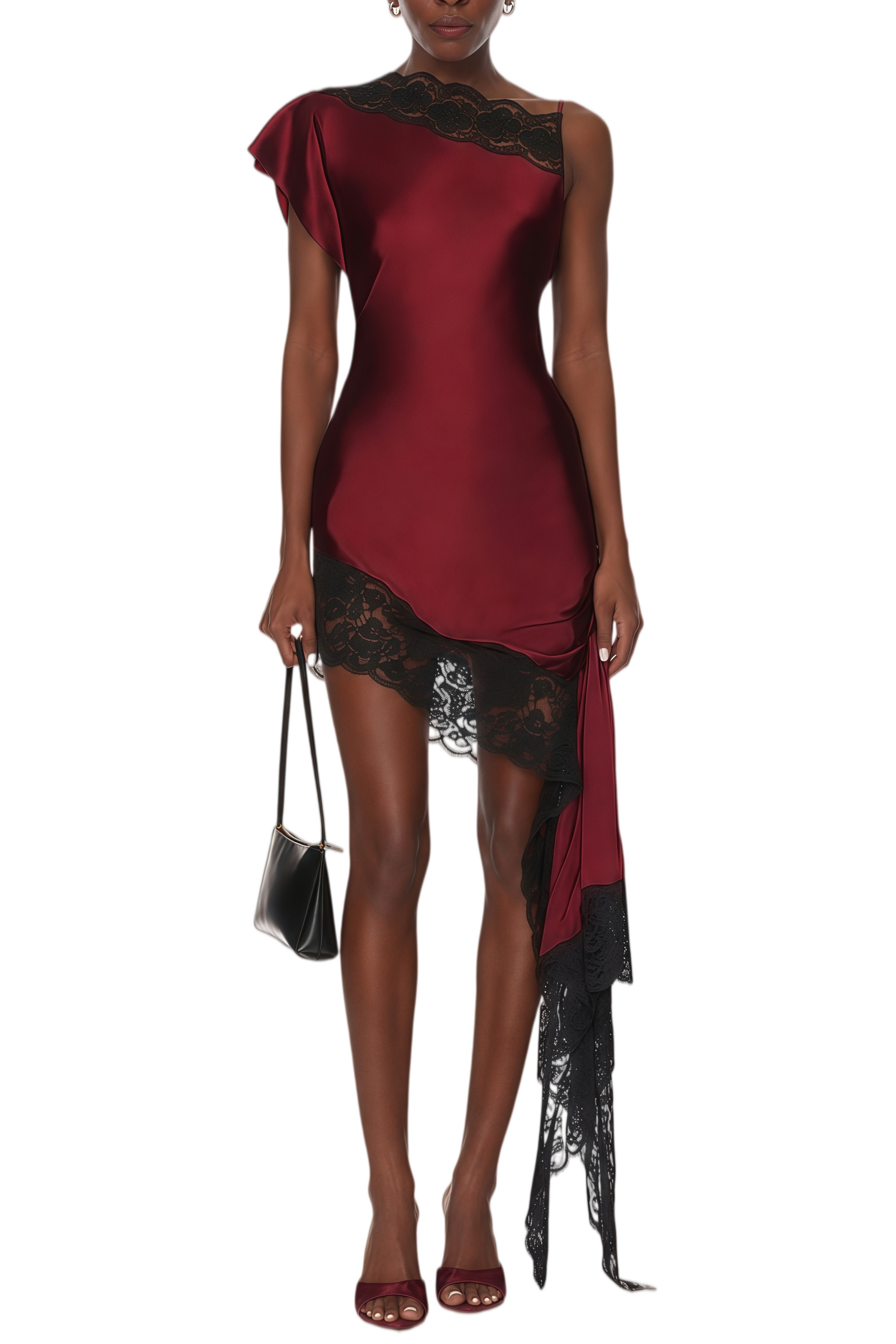 Lillian Color Block Asymmetrical Lace Panelled Mini Dress