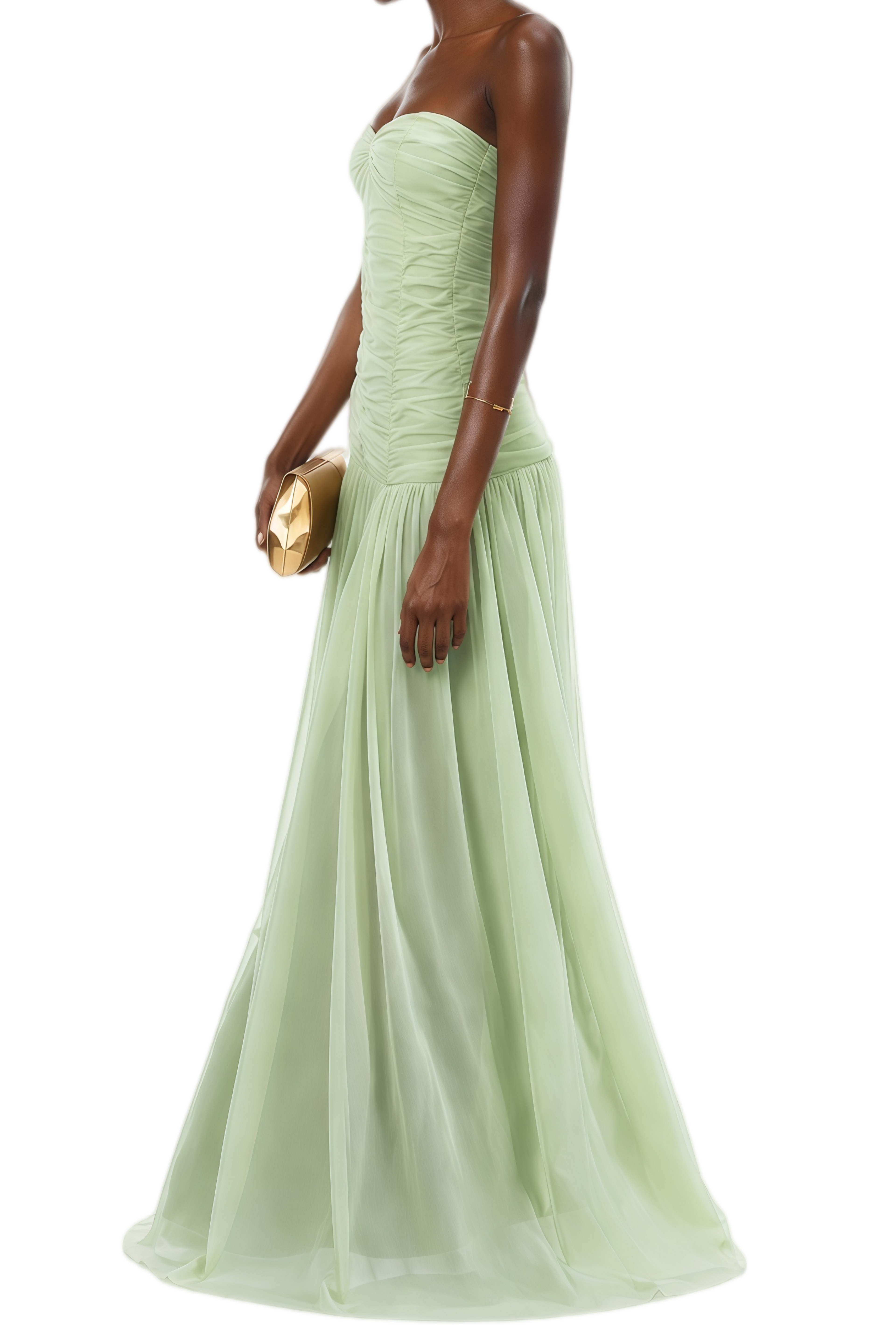 Zephyra Light Green Pleated Ruched Ruffled Maxi Dress – Relvoux Womenswear